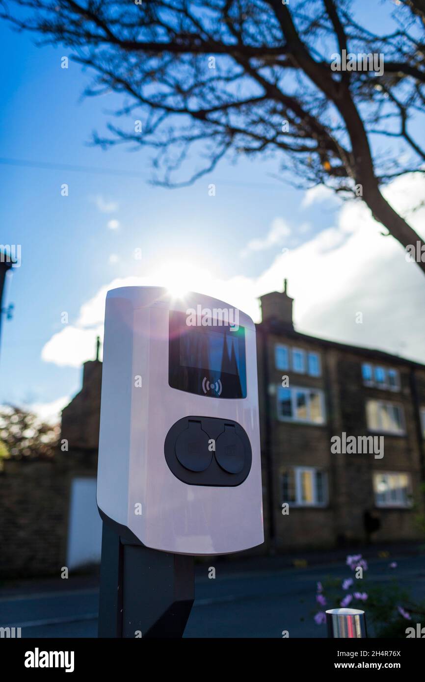 Electric vehicle charging points in a public car park in the West