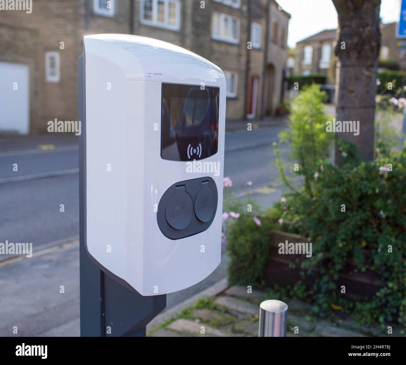 Electric vehicle charging points in a public car park in the West