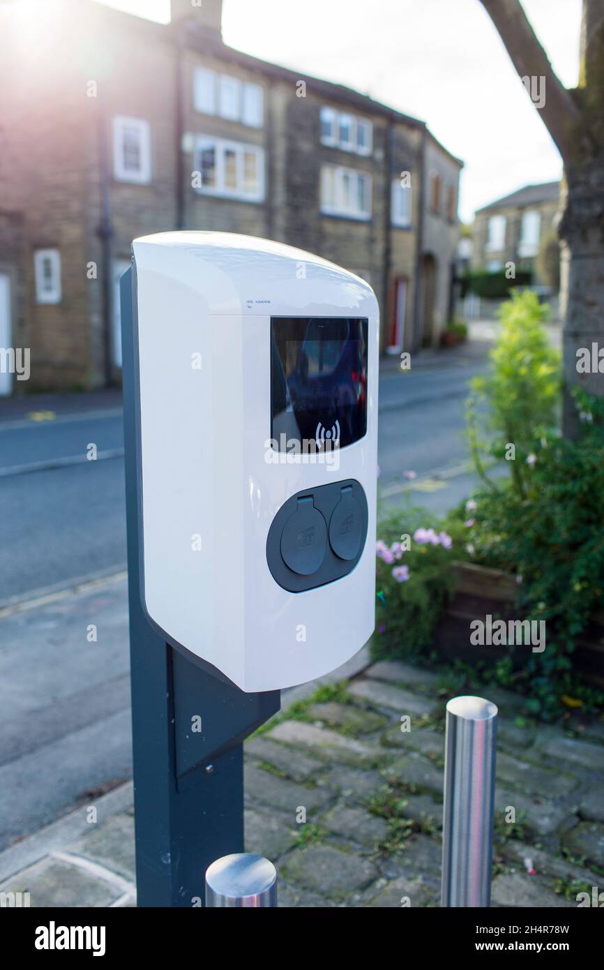 Electric vehicle charging points in a public car park in the West
