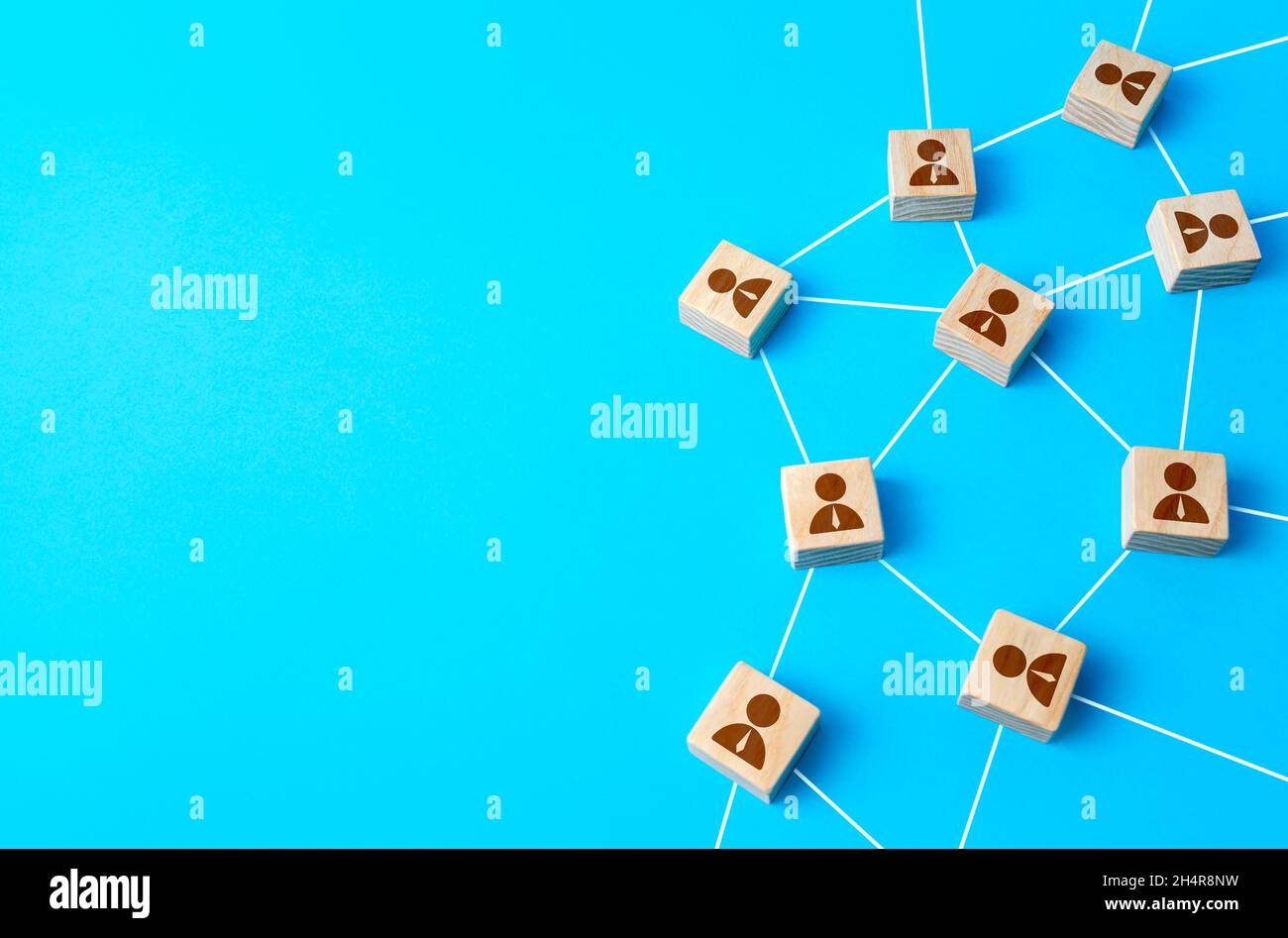 People connected in a communication network. joint participation and interaction in the group. Cooperation and globalization, contributions to project Stock Photo