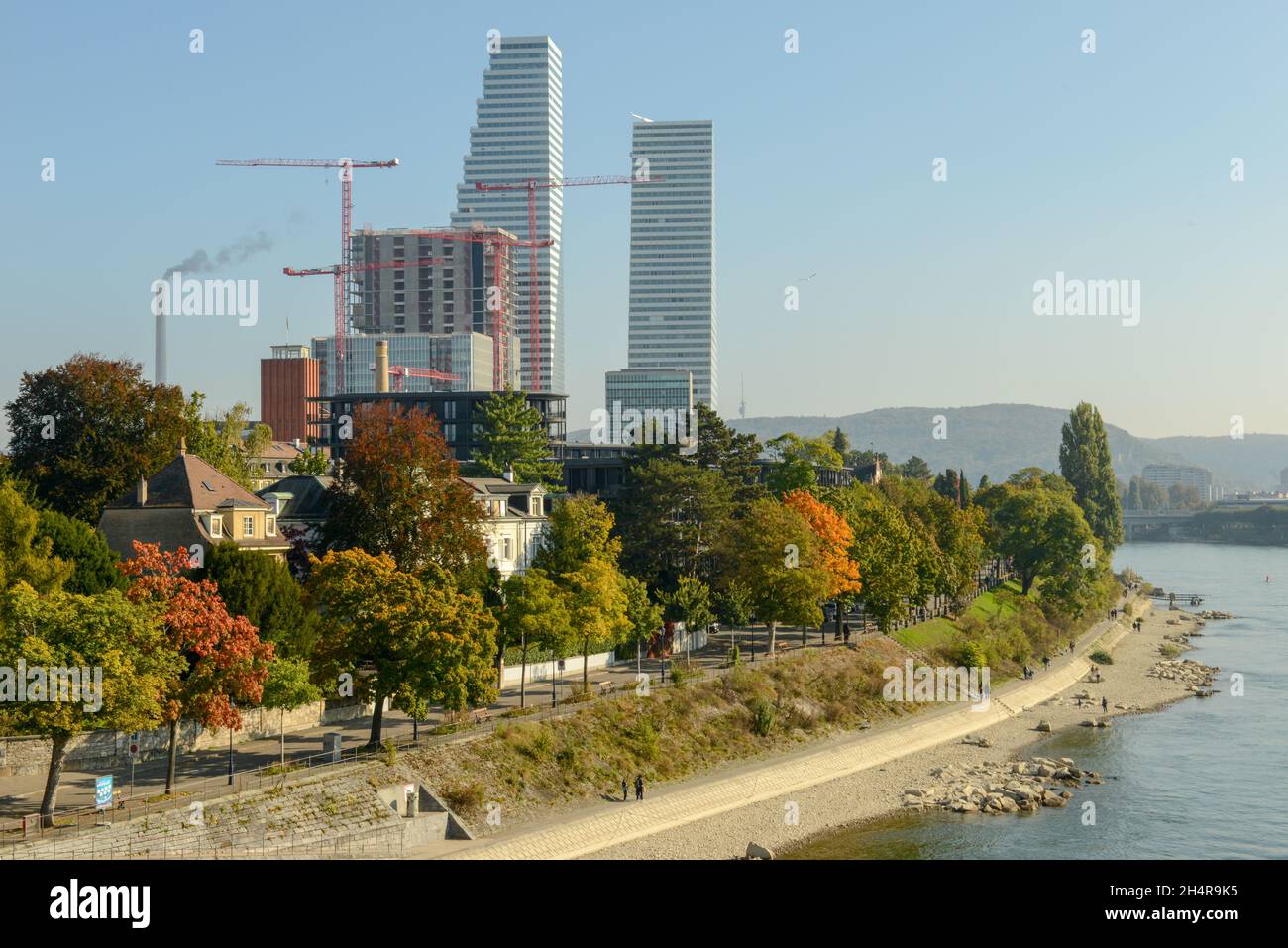 Basel, Switzerland - 17 September 2021: view at the Roche industry towers at Basel on Switzerland Stock Photo