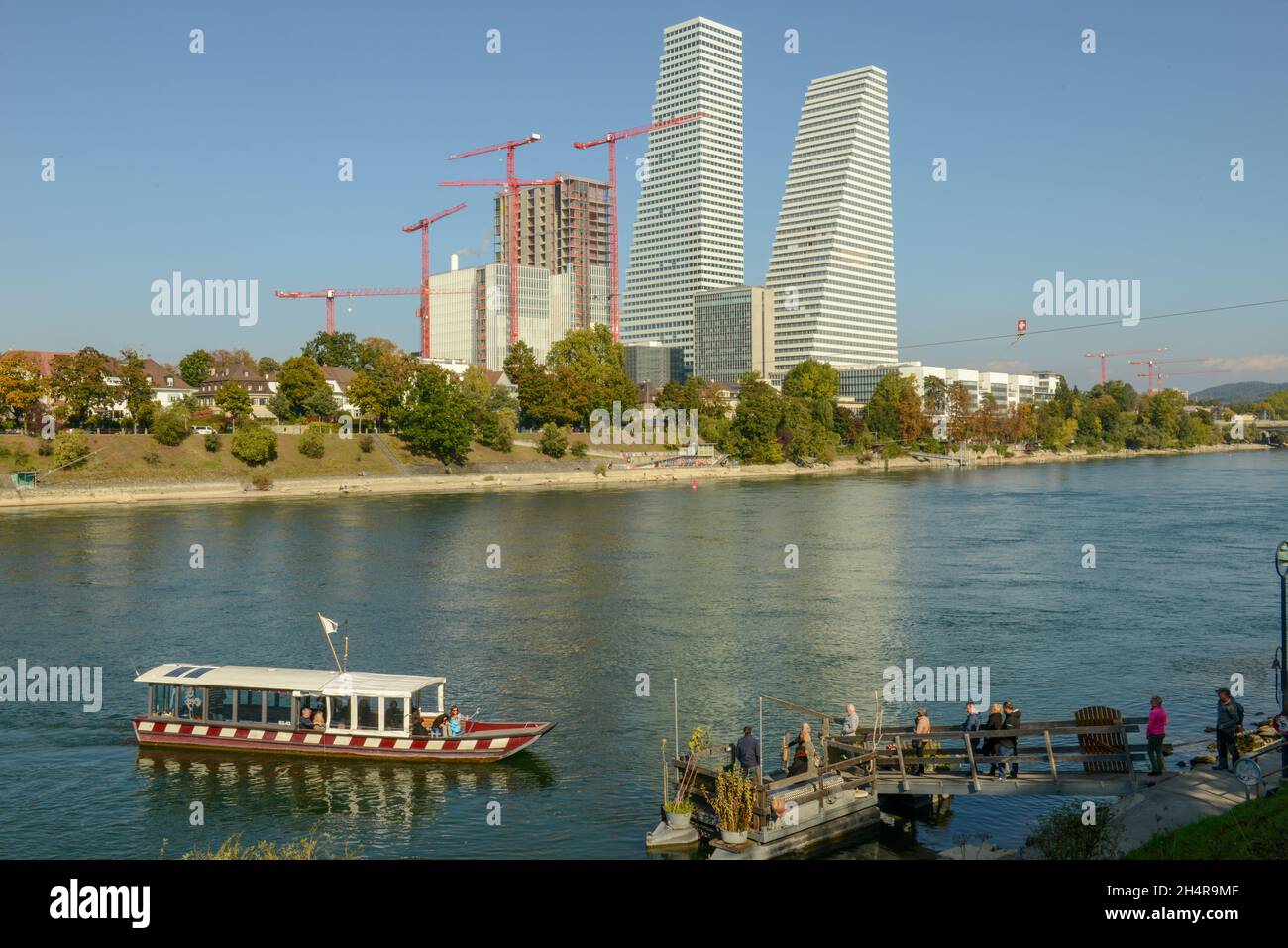Basel, Switzerland - 17 September 2021: view at the Roche industry towers at Basel on Switzerland Stock Photo