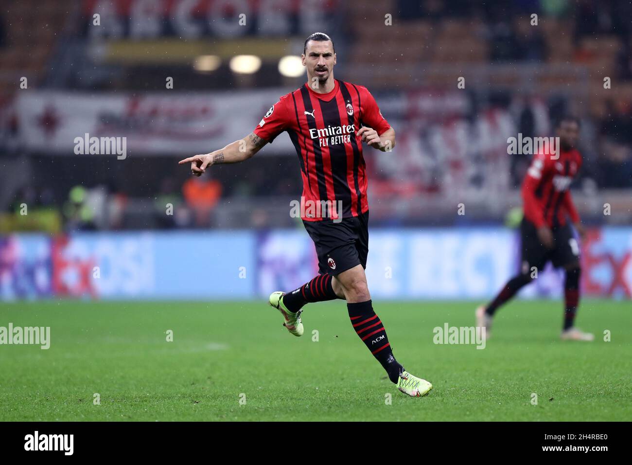 Zlatan Ibrahimovic of Ac Milan  gestures during the  Uefa Champions League Group B match between Ac Milan and Fc Porto . Stock Photo