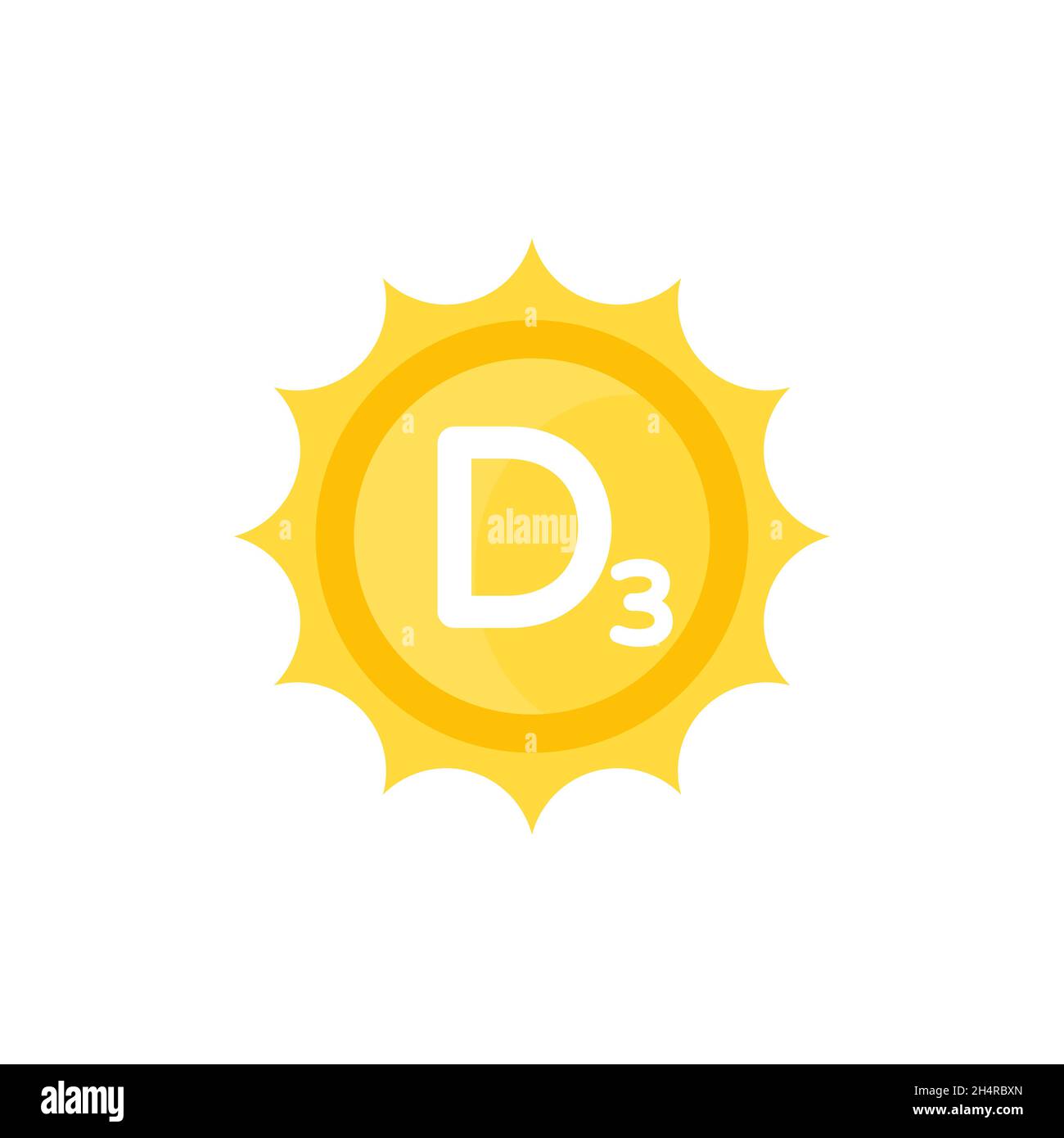 d3 vitamin icon with a sun, vector Stock Vector