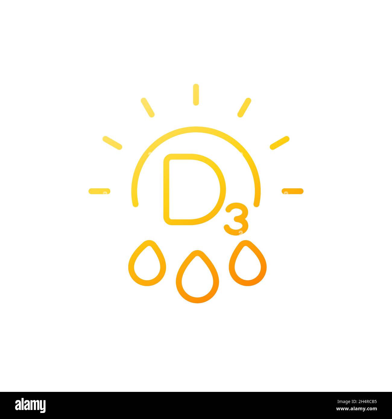 d3 vitamin line icon with a sun Stock Vector