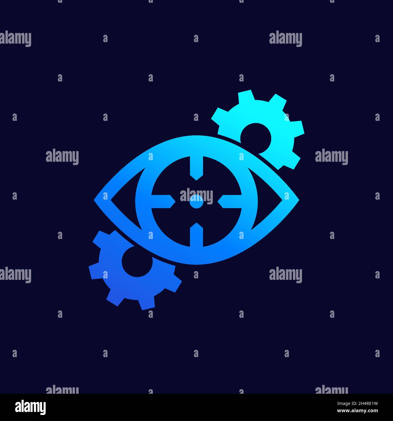 Machine vision icon with gears, vector design Stock Vector