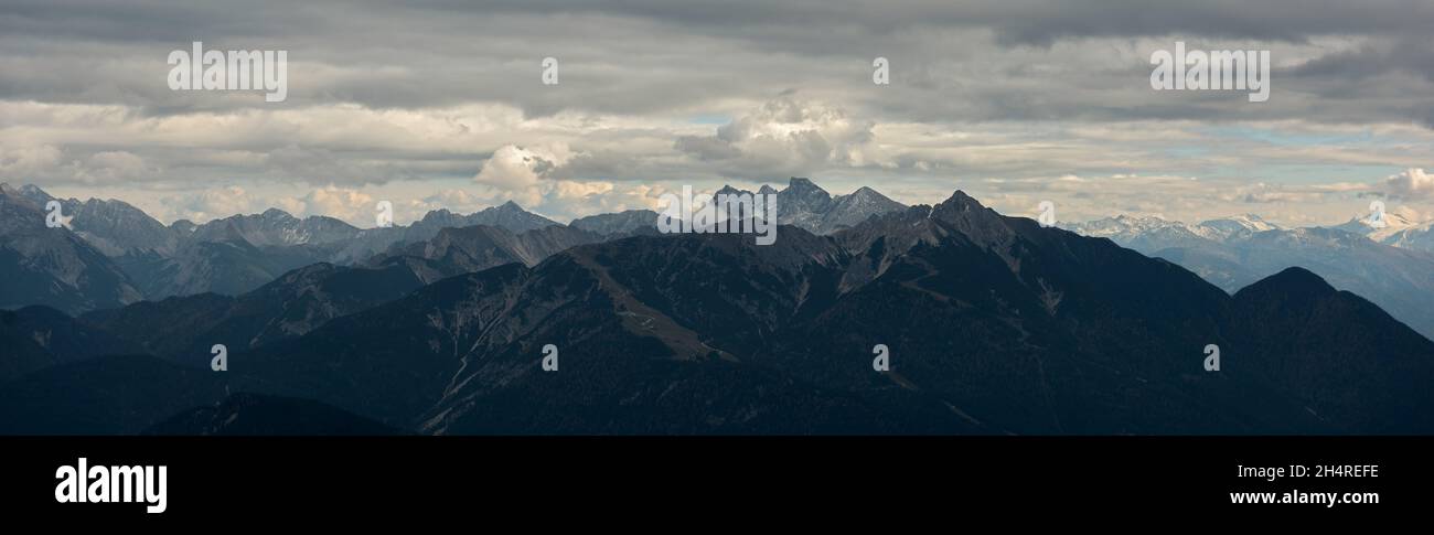 Alpine Panorama View seen from near Gaistal, Leutasch, Tirol, Austria Stock Photo