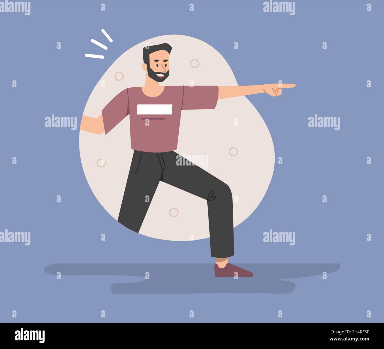 Young man pointing Stock Vector