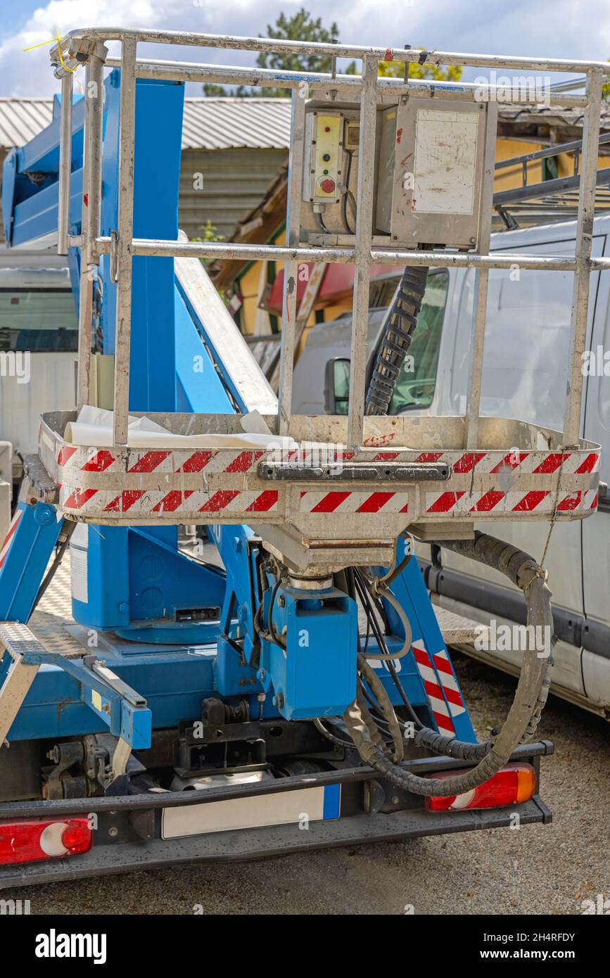 Truck Mounted Lift Aerial Work Platform Basket Stock Photo Alamy