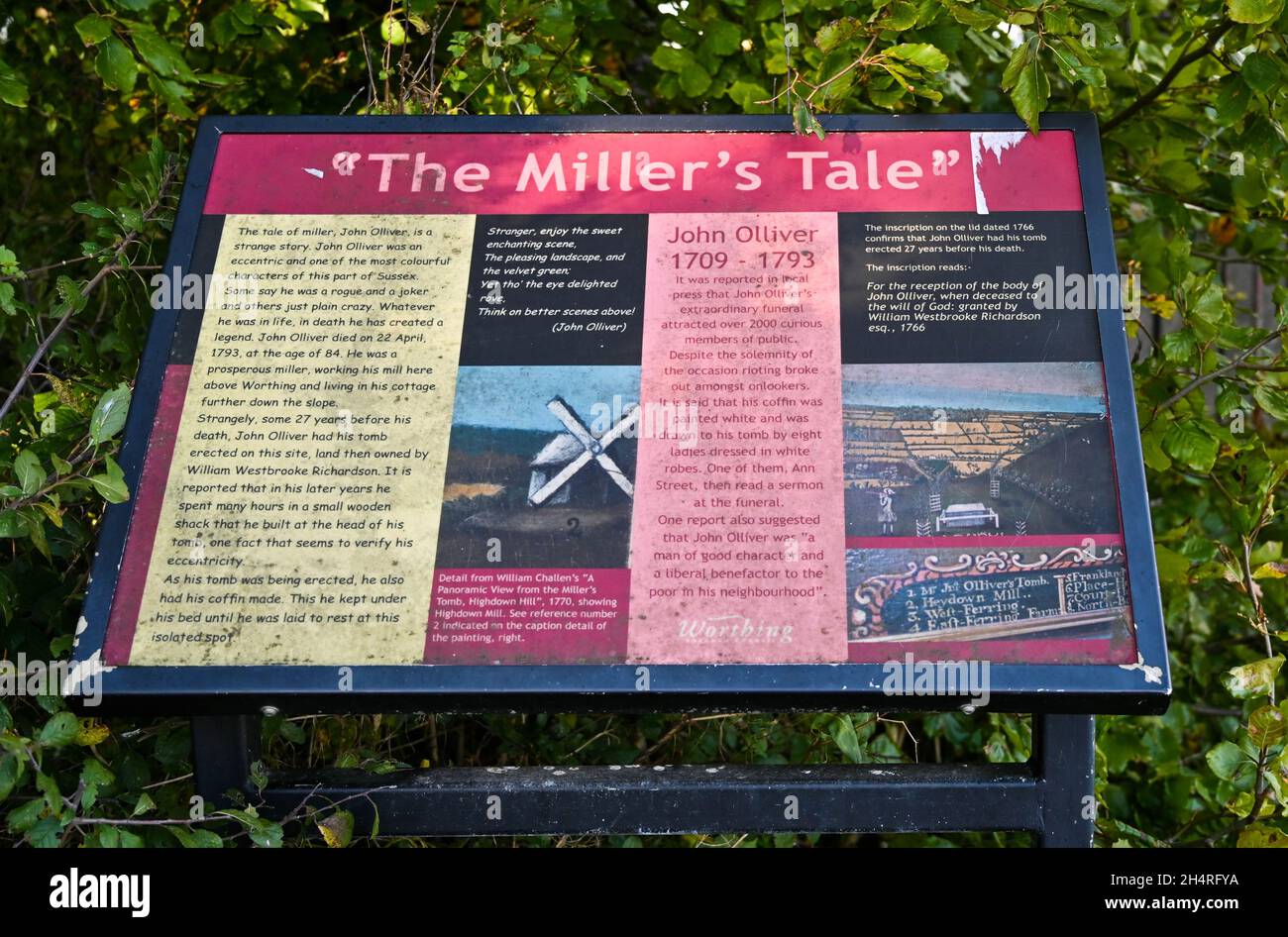 The Millers Tale and tomb at  Highdown Hill and Highdown Chalk Gardens Worthing West Sussex  Credit Simon Dack Stock Photo