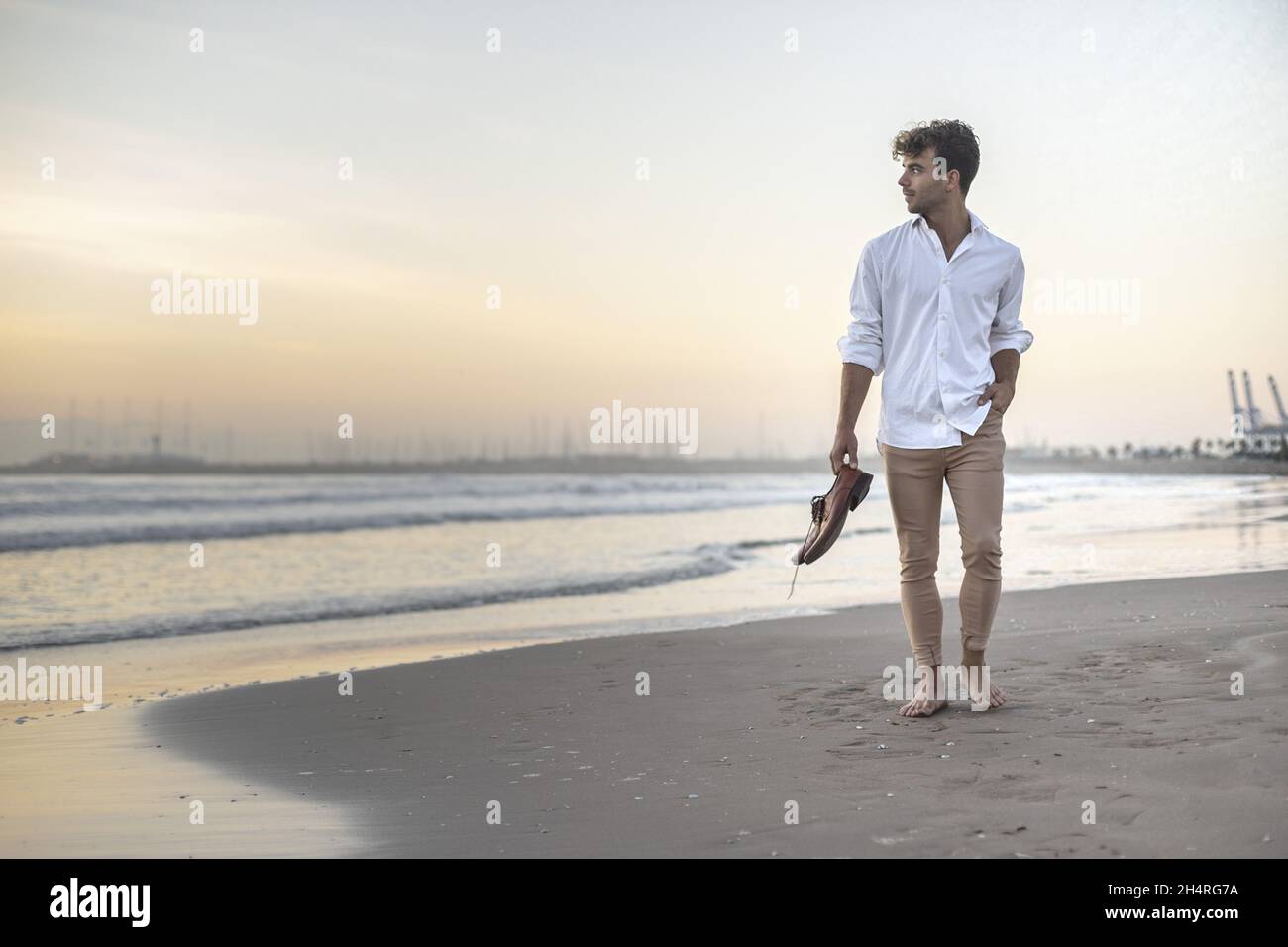 Classy elegant man in white shirt and 