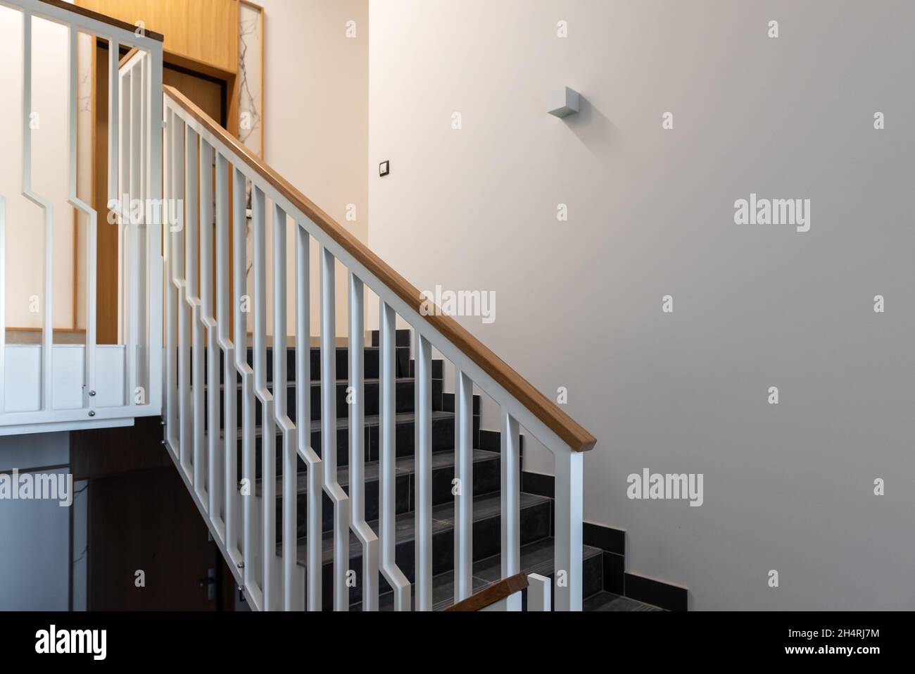 Stairs in modern apartment building. Architecture contemporary Stock Photo