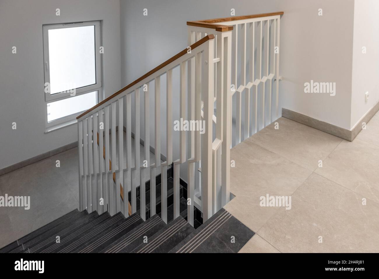 Stairs in modern apartment building. Architecture contemporary Stock Photo