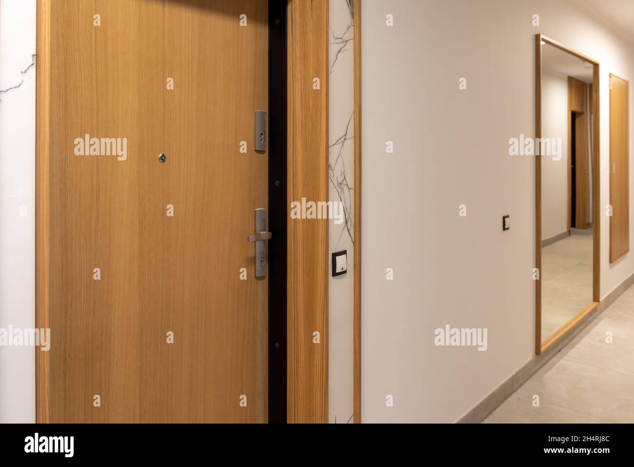 Door of modern apartment building. Architecture contemporary Stock Photo