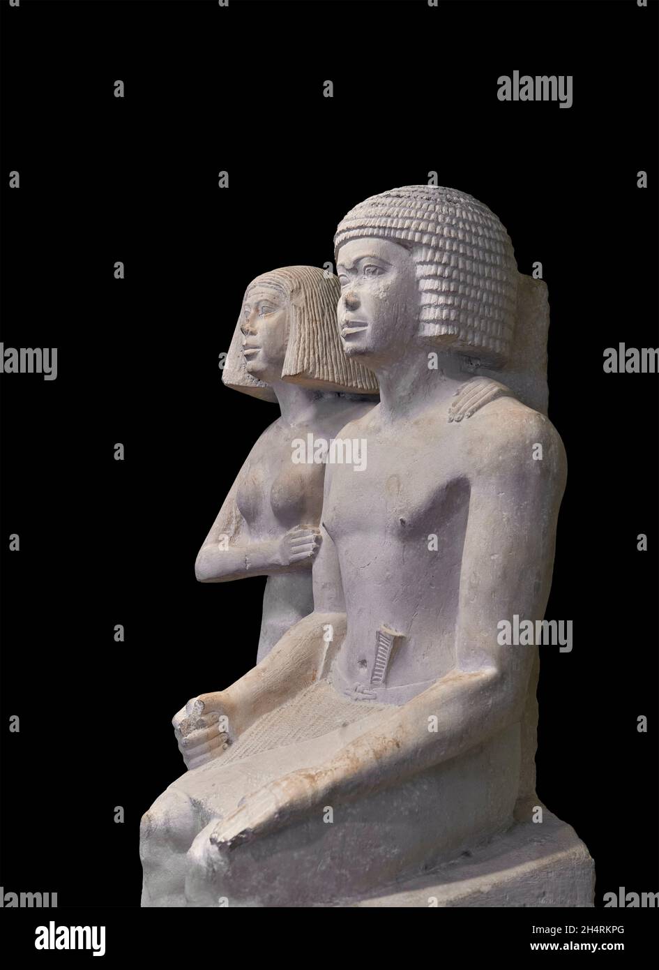 Ancient Egyptian statue of a couple seated, 2453-2420 BC, 5th dynasty ...