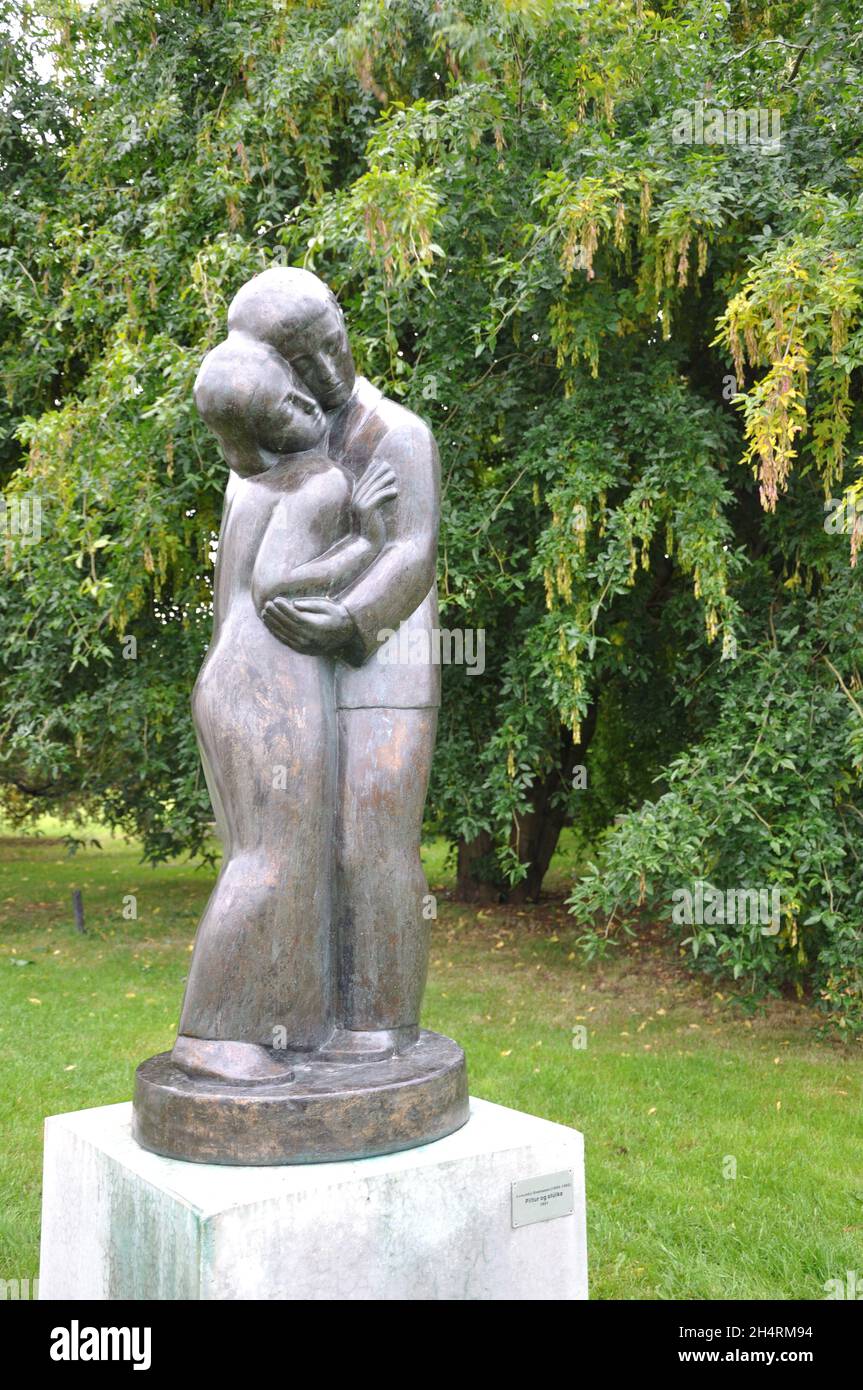 'Boy and Girl' by Asmundur Sveinsson, Asmundur Sveinsson Museum, Reykjavik, Iceland Stock Photo