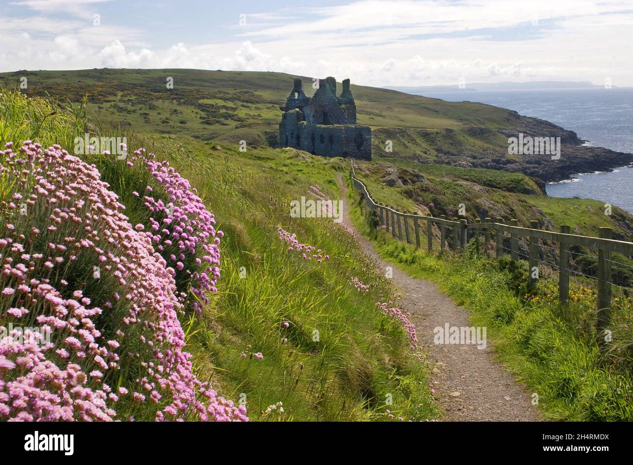 coastal path to Dunskey Castle, Stranraer, Dumfries & Galloway, Scotland Stock Photo