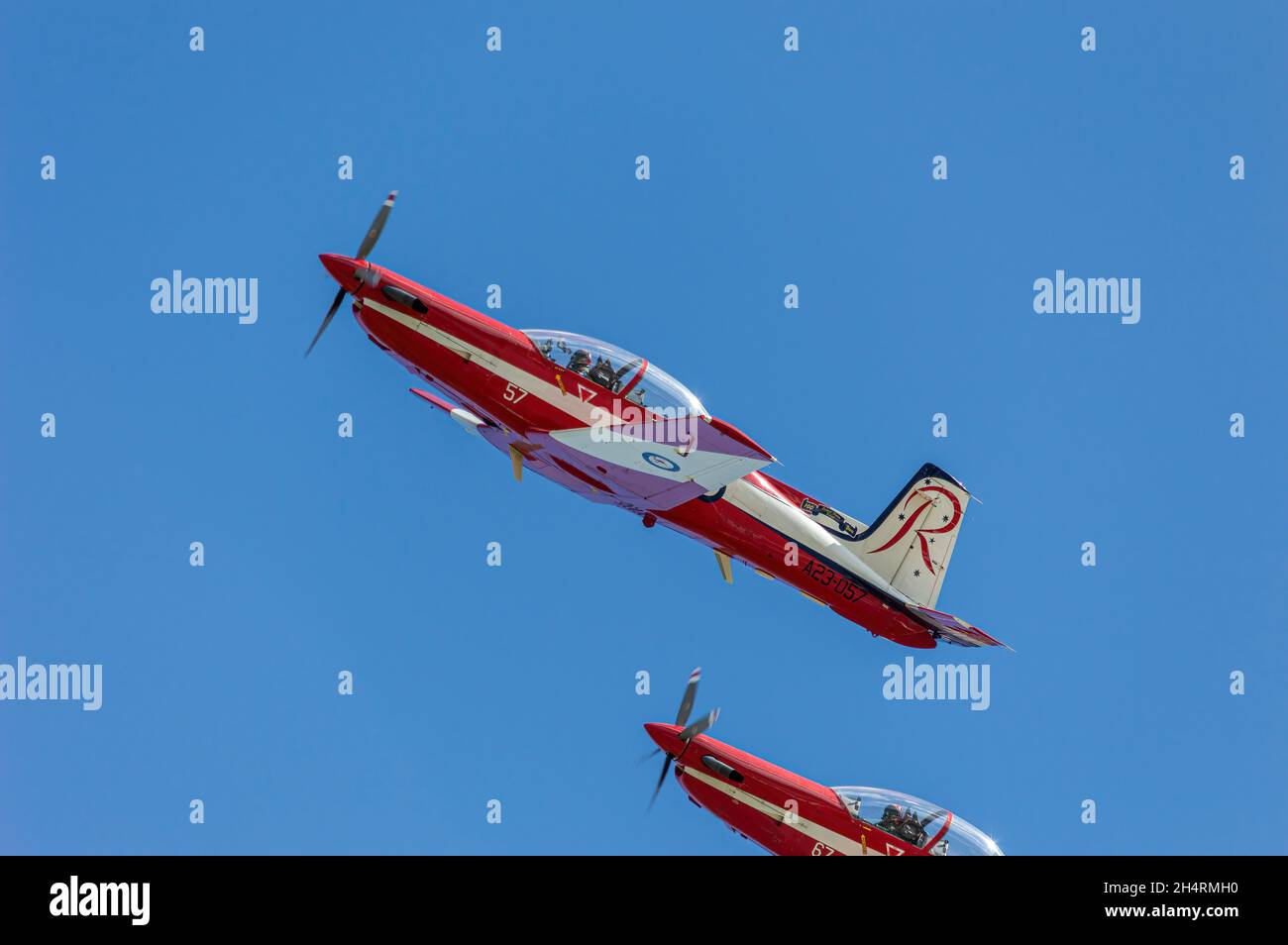 The Roulettes are the Royal Australian Air Force's aerobatic display team. Stock Photo