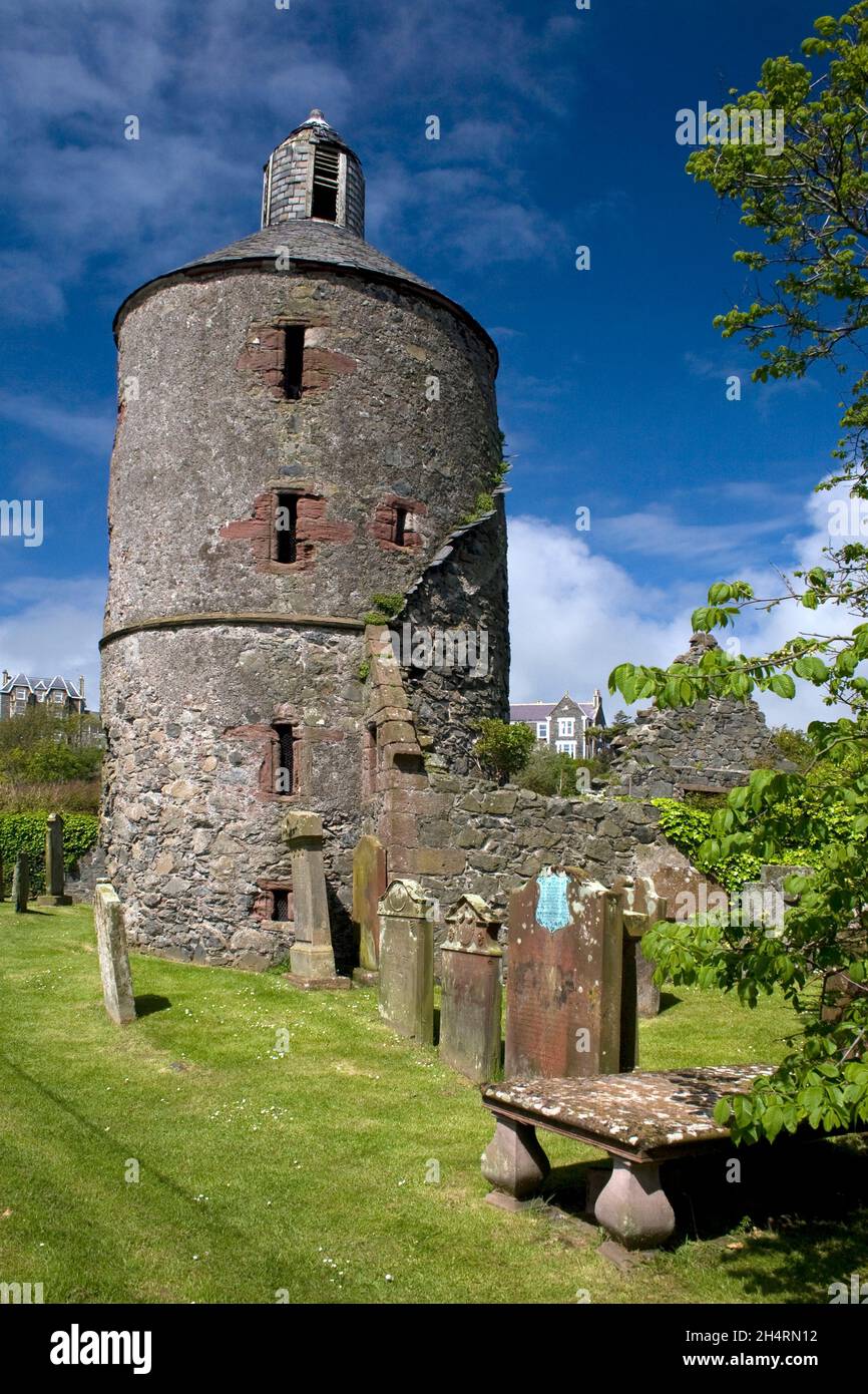 St. Andrews Kirk church, ruins of tower built in 1622, Portpatrick, Dumfries & Galloway, Scotland Stock Photo