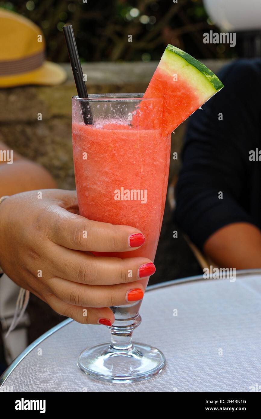 Watermelonbased alcoholic drink drunk in a bar on the island of Capri, Gulf of Naples, Italy