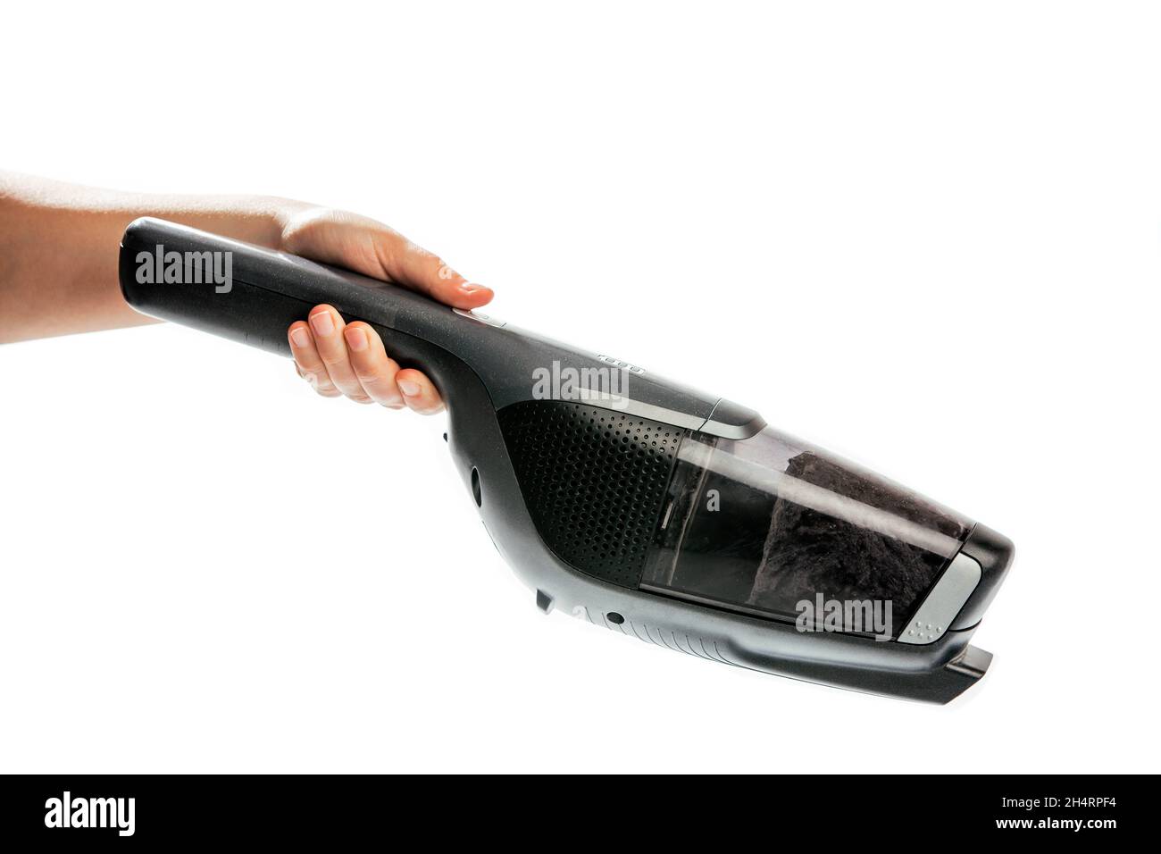 Hand vacuum cleaner isolated on the white background, suction collects