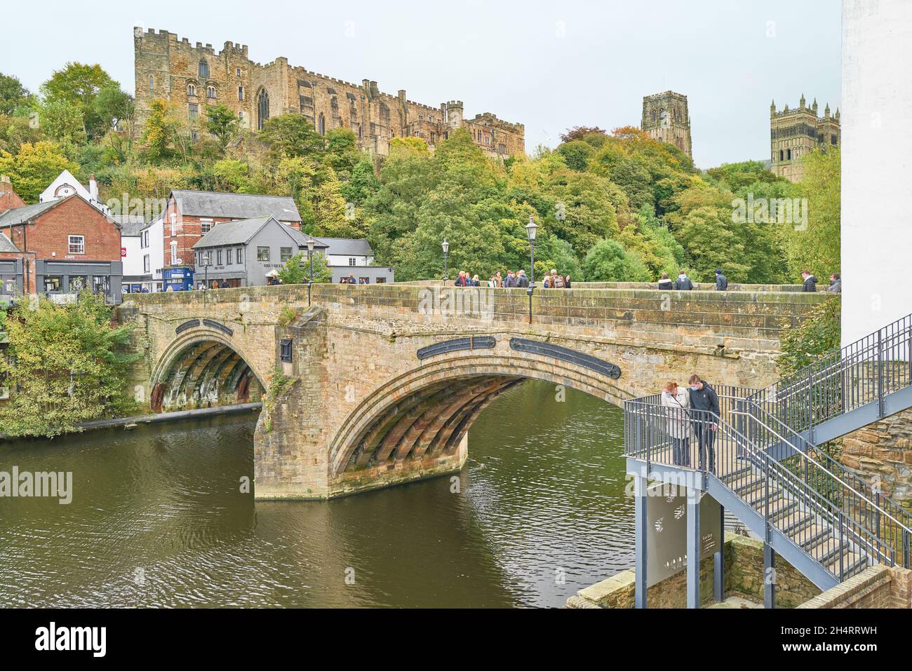 Framwellgate bridge over the river Wear at Durham, England. Stock Photo