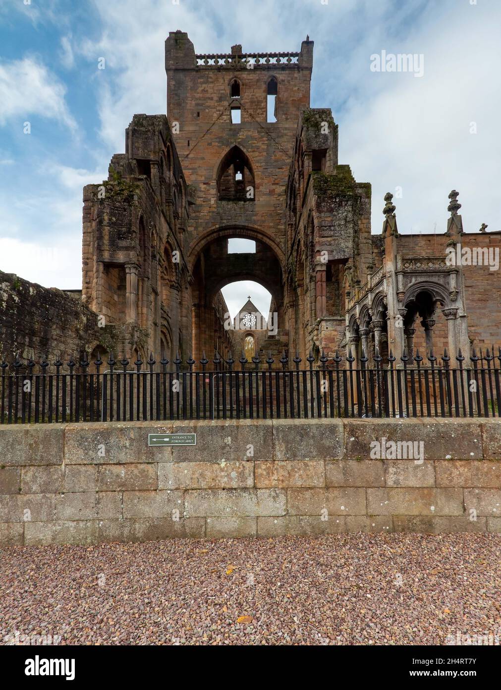 Ruins of Jedburgh Abbey in Jedburgh, Scottish Borders, Scotland, UK Stock Photo