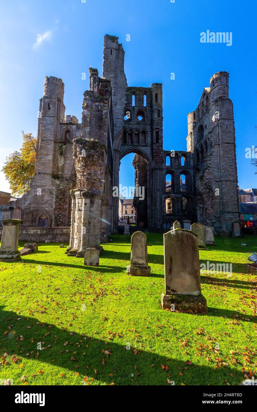 Kelso Abbey in ruins in Kelso Scotland UK Stock Photo