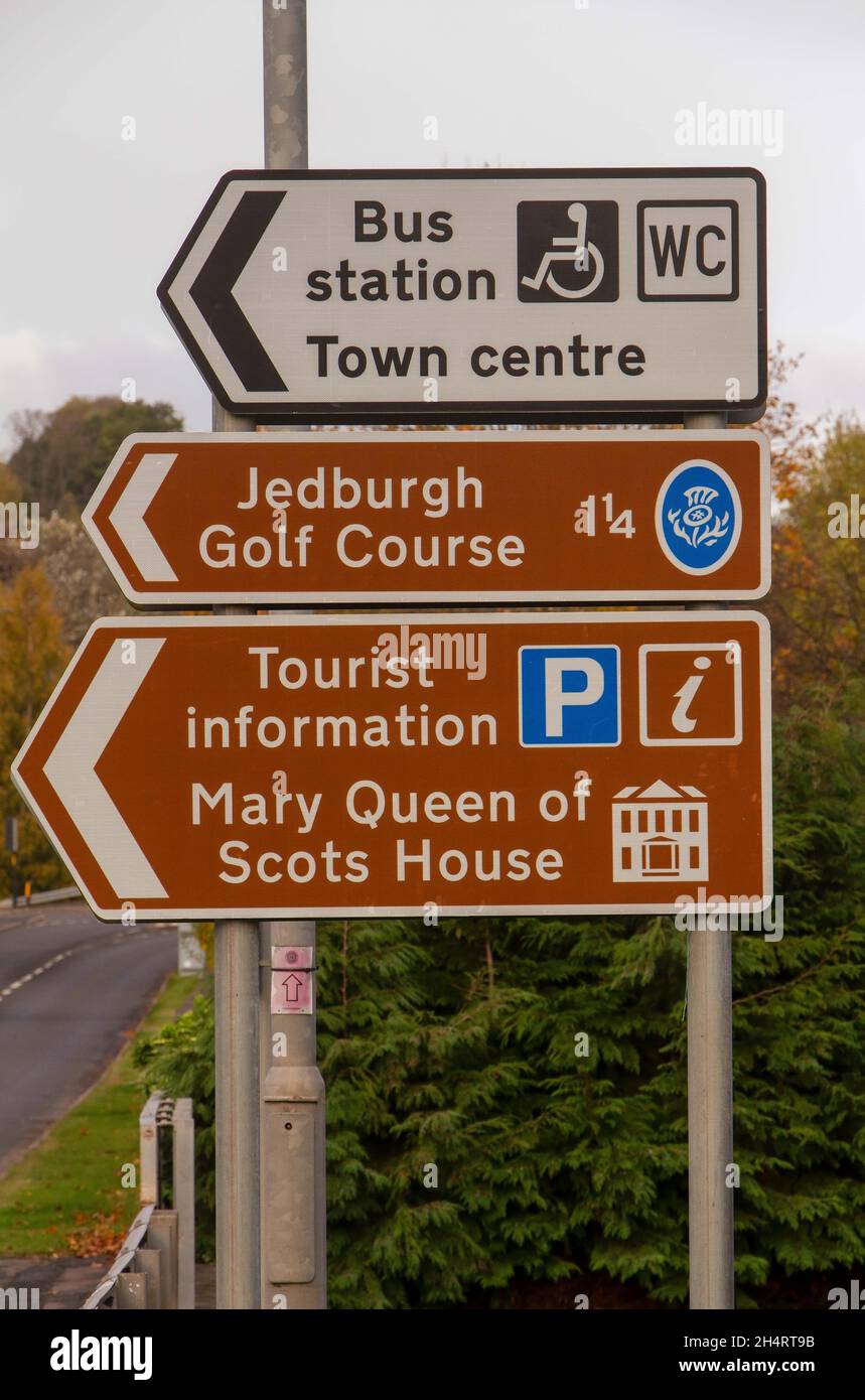 Sign Information on the direction of Towns and Cities in Scotland