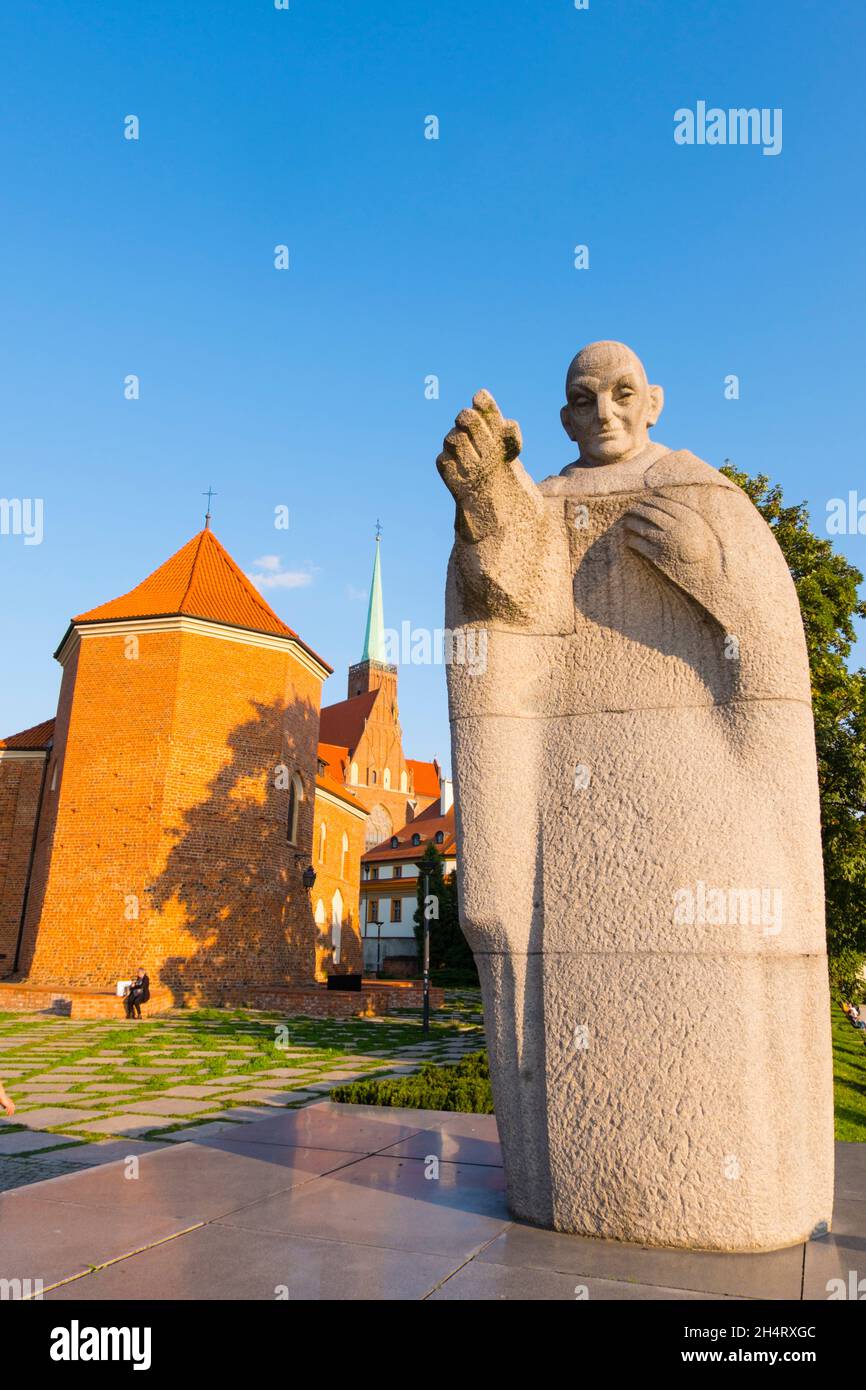 Pomnik Jana XXIII, memorial to Pope John XXIII, Ostrów Tumski, Cathedral Island, Wroclaw, Poland Stock Photo