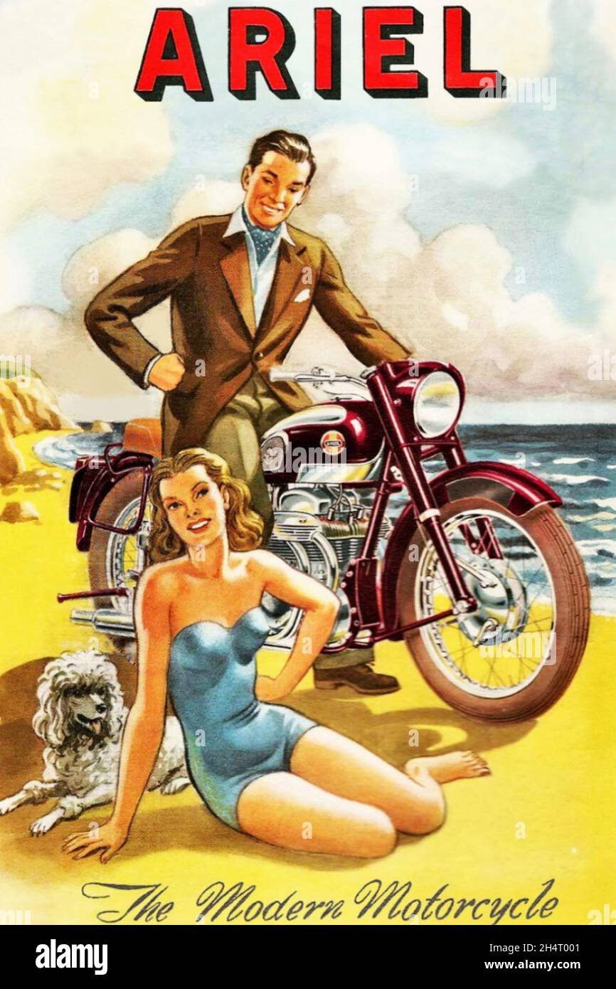 ARIEL MOTORCYCLES poster about 1938 Stock Photo