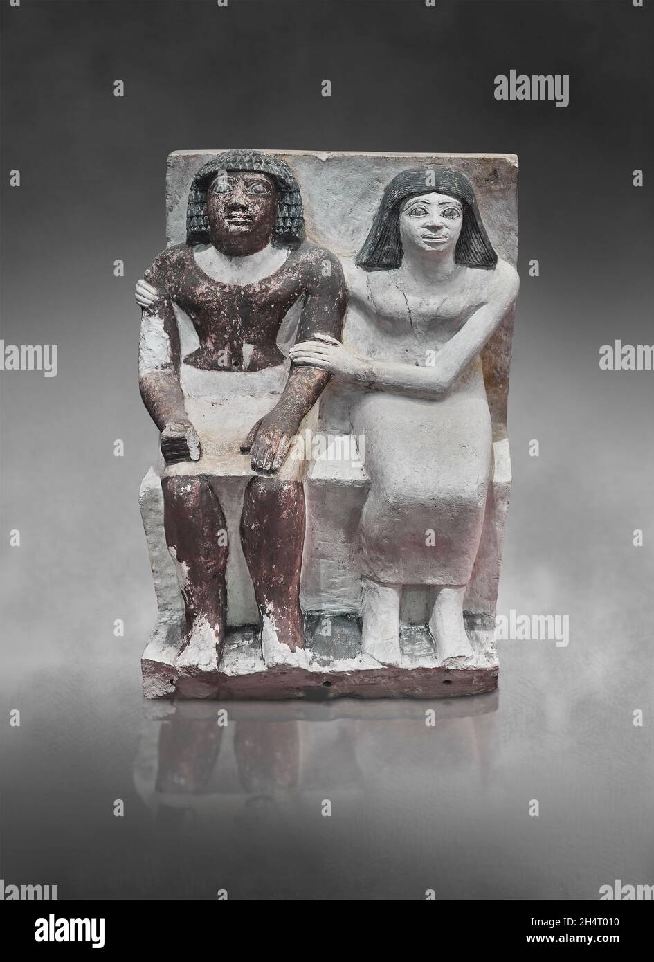 Egyptian statue sculpture of a couple seated, 2350-2200, 6th dynasty ...