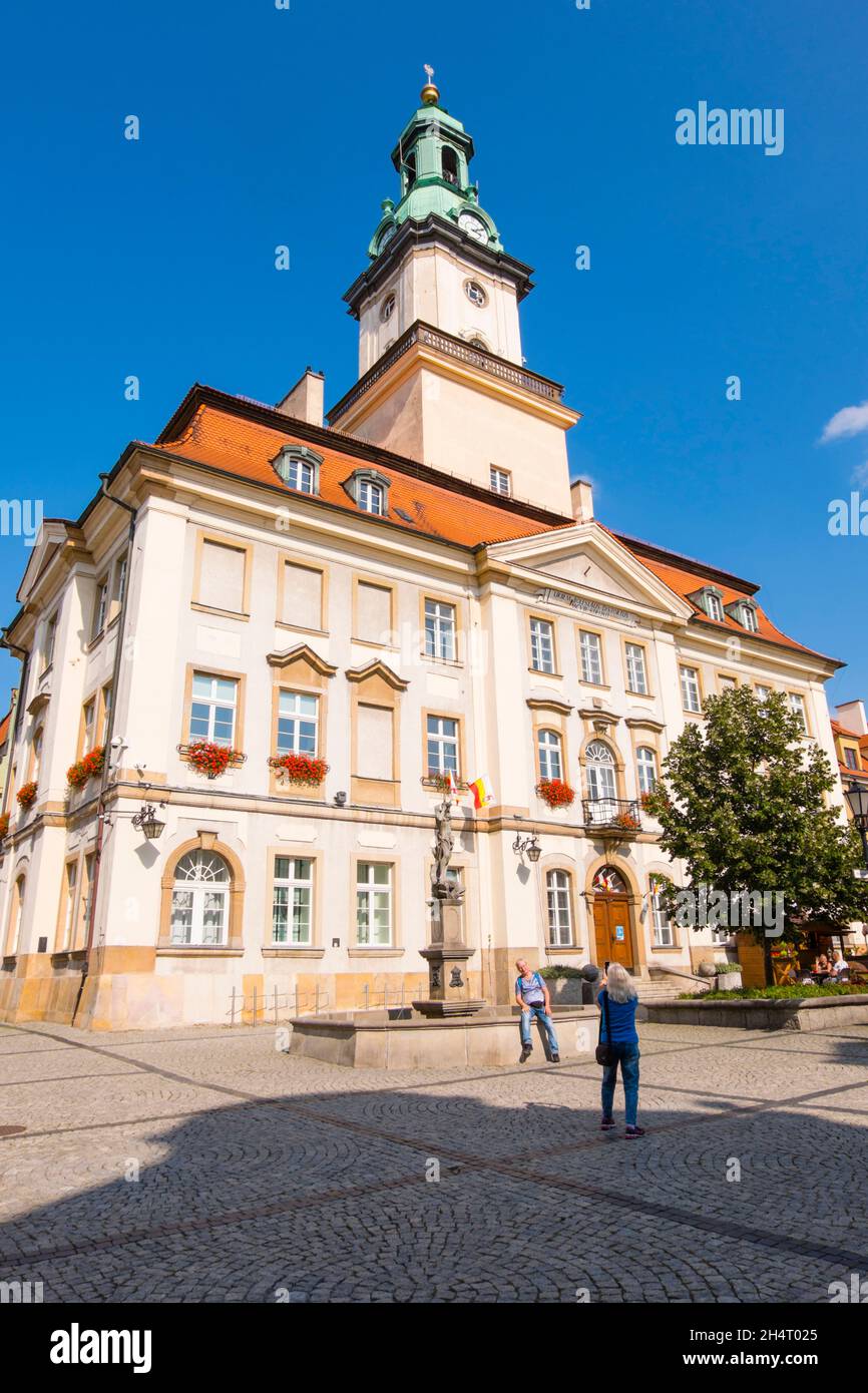 Ratusz W Jeleniej Górze, town hall of Jelenia Gora, Rynek Jeleniogórski, main square, Jelenia Gora, Poland Stock Photo