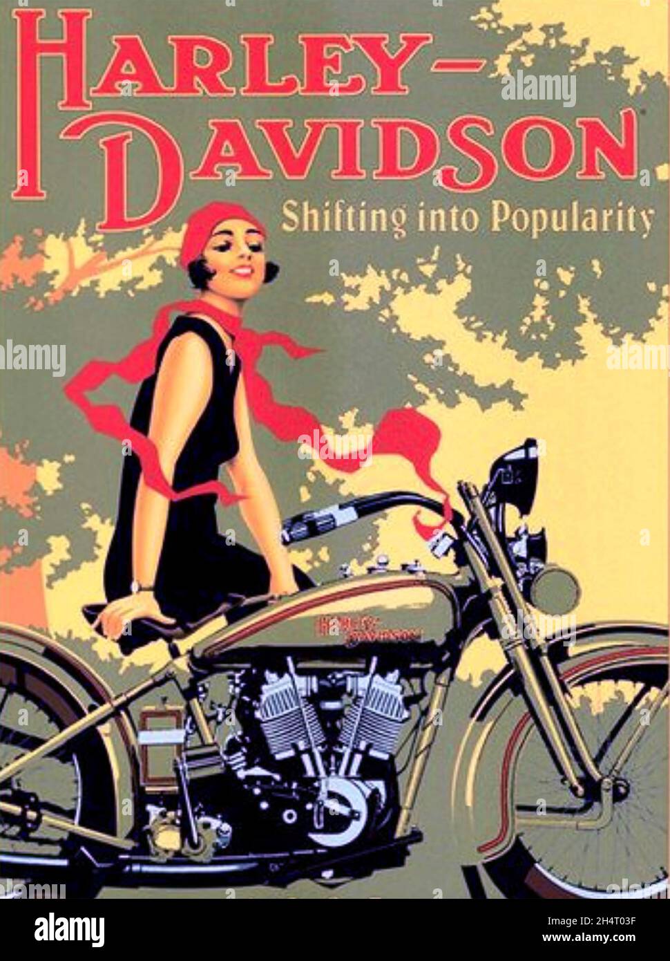 HARLEY-DAVIDSON American motorcycle manufacturer. Poster about 1930 Stock Photo
