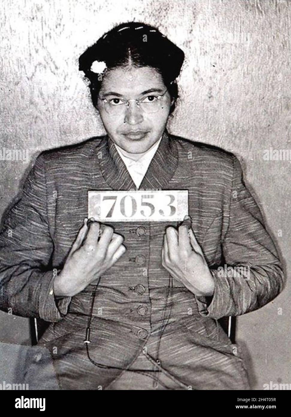 ROSA PARKS (1913-2005) African-American civil rights activist in a February 1956 police mugshot following her arrest during the Montgomery bus boycott Stock Photo