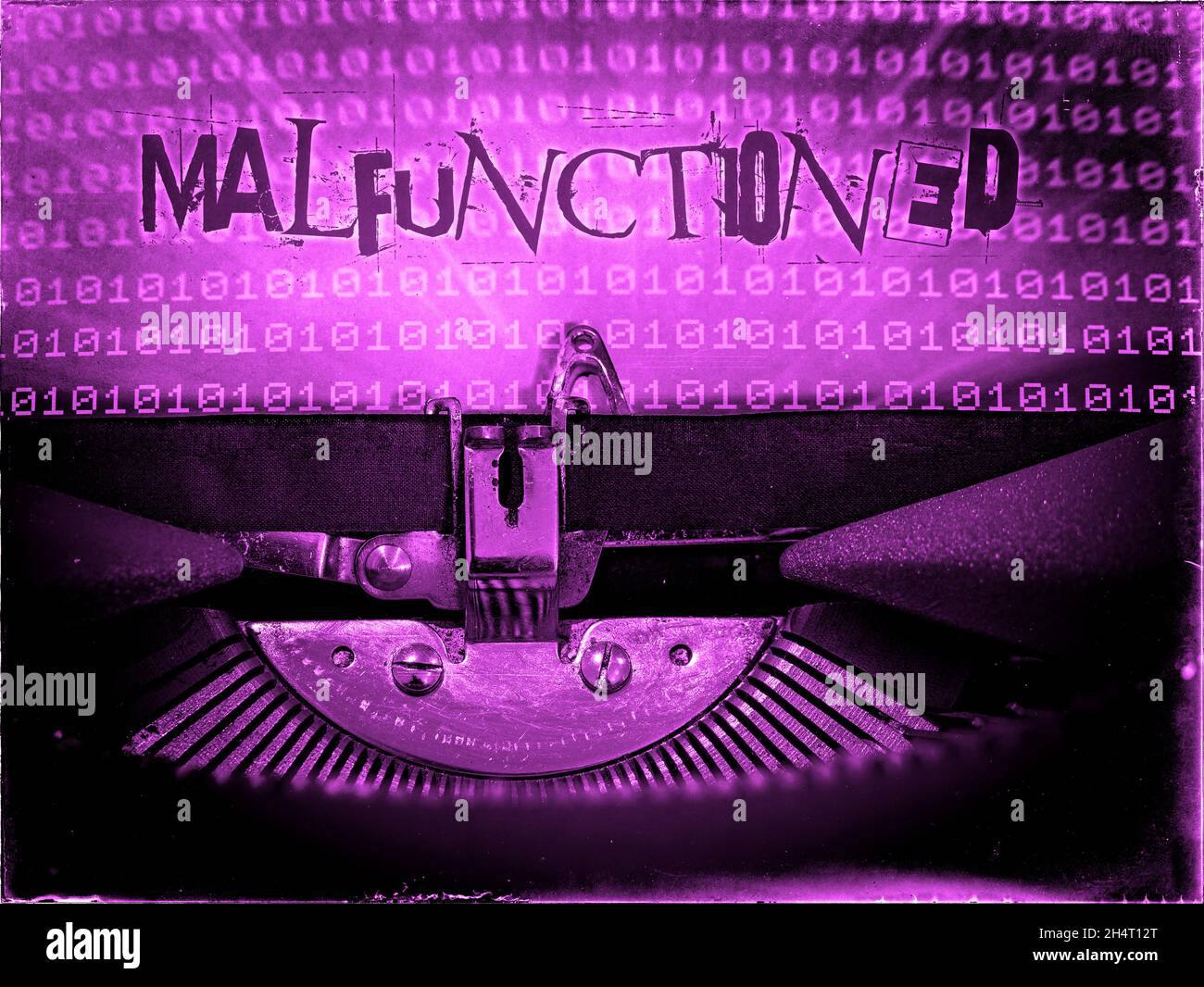 Malfunctioned displayed on a vintage typewriter Stock Photo