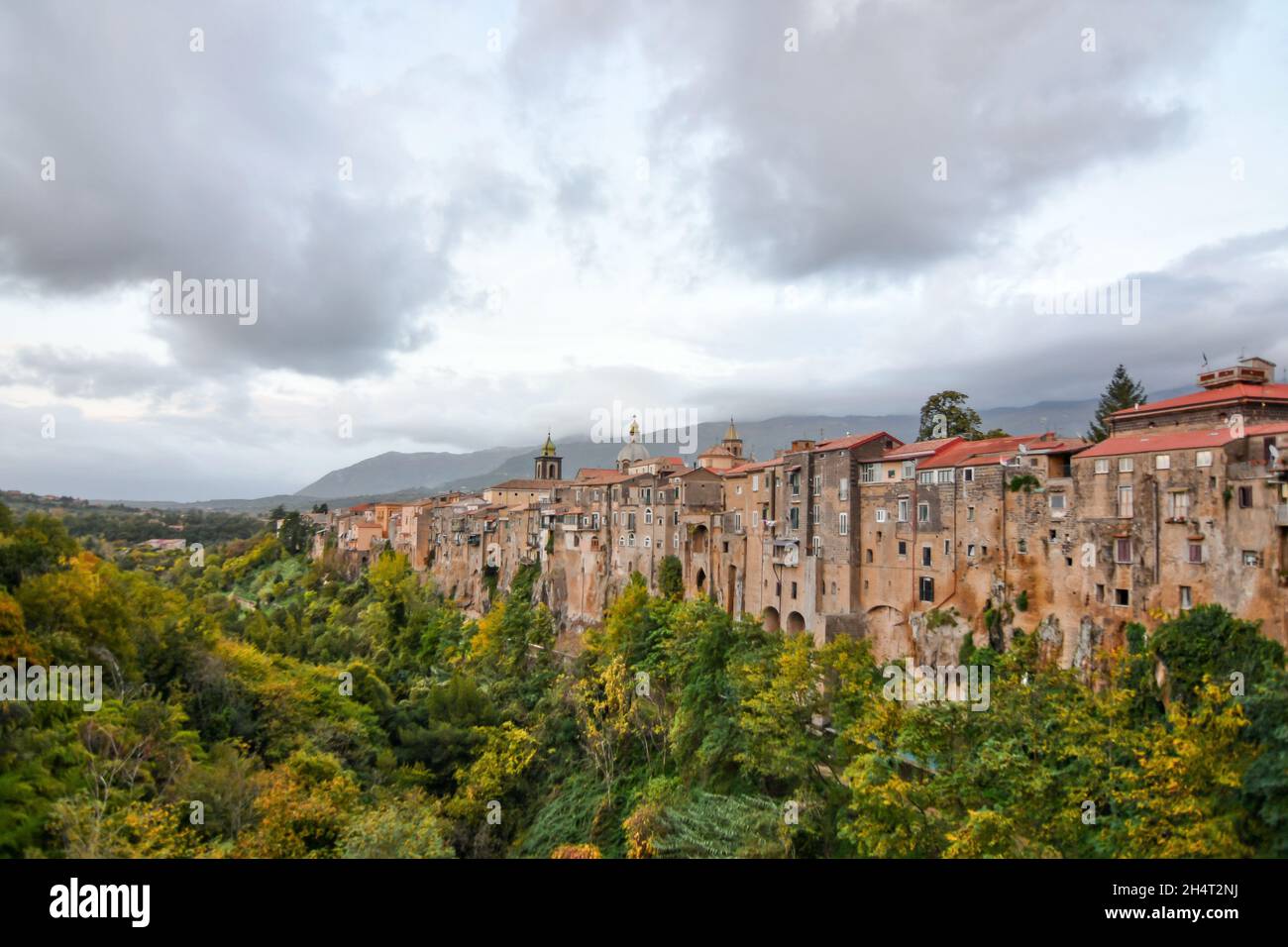 Panoramic view of Sant'Agata de 'Goti, a medieval town of Campania, Italy. Stock Photo