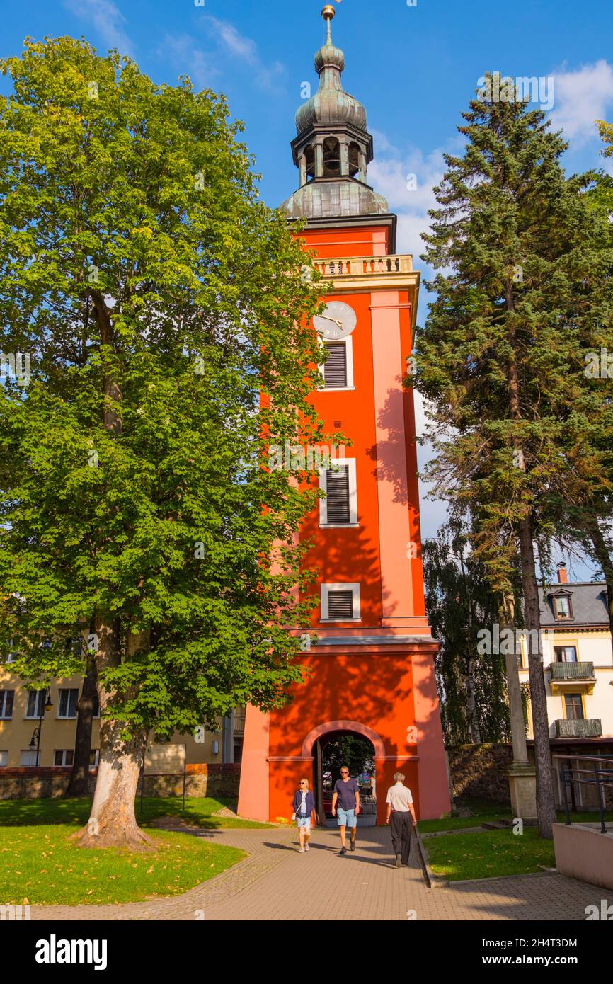 Dzwonnica, bell tower, of St John the Baptist church, Cieplice Śląskie-Zdrój, Jelenia Gora, Poland Stock Photo
