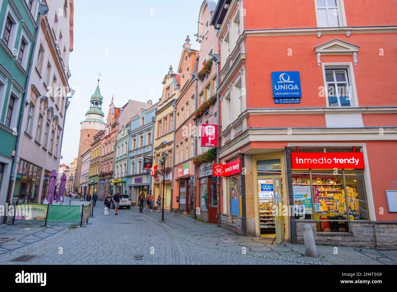 1 Maja, main pedestrain street, Jelenia Gora, Poland Stock Photo
