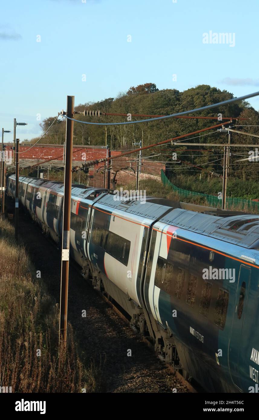 Avanti West Coast class 390 pendolino electric multipleunit train on West Coast Main Line