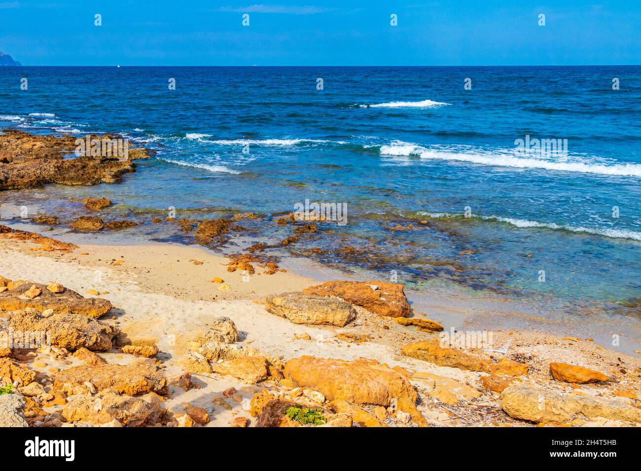 Turkish Riviera Rugged Rocks Beach Rough natural coastal and beach landscape panorama with turquoise water ...