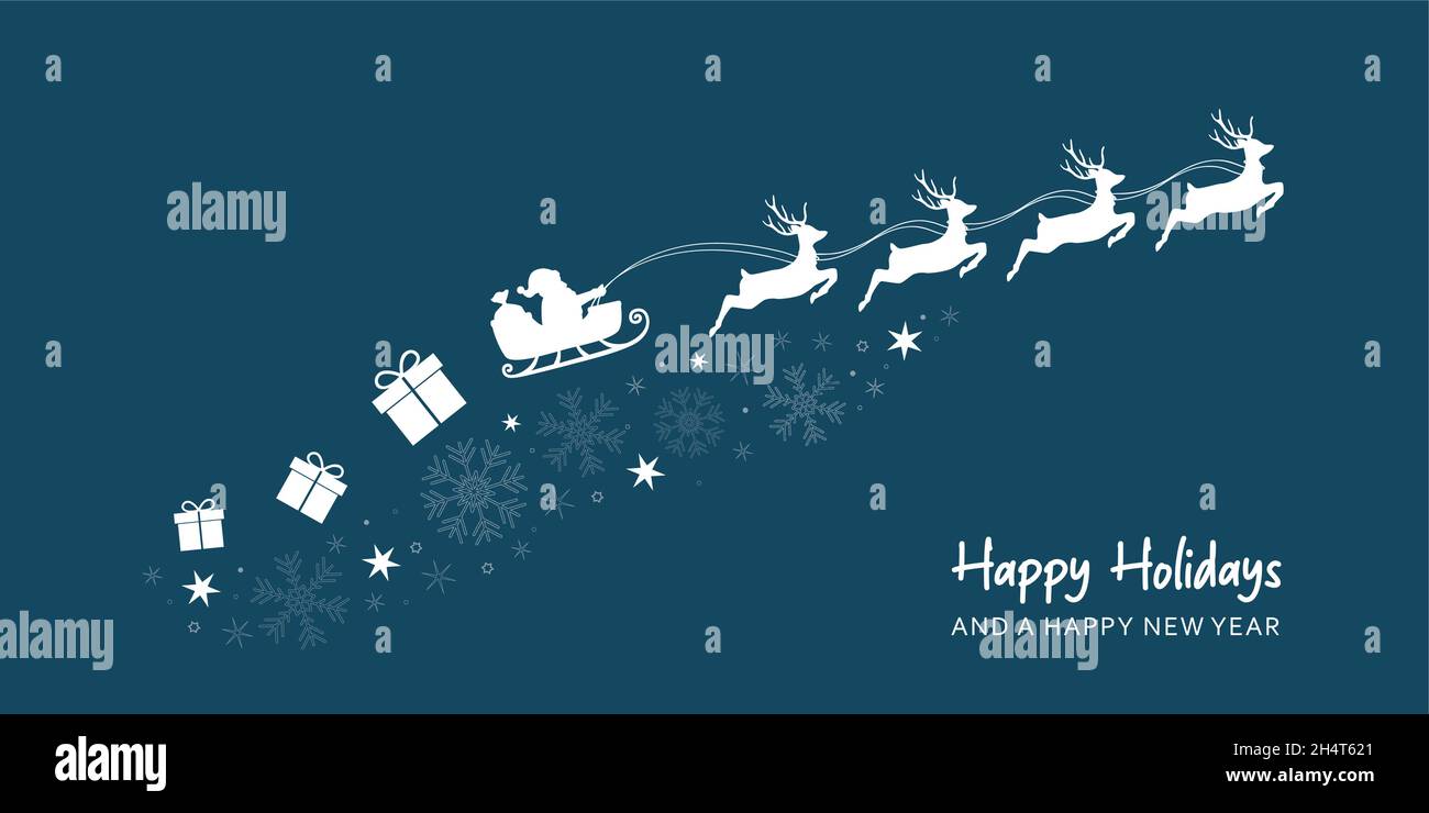christmas banner santa claus in a sleigh with reindeer Stock Vector ...
