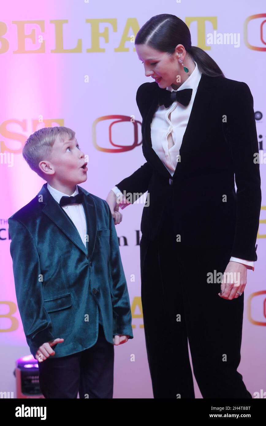 Jude Hill and Caitriona Balfe as they attend the Irish premiere of film