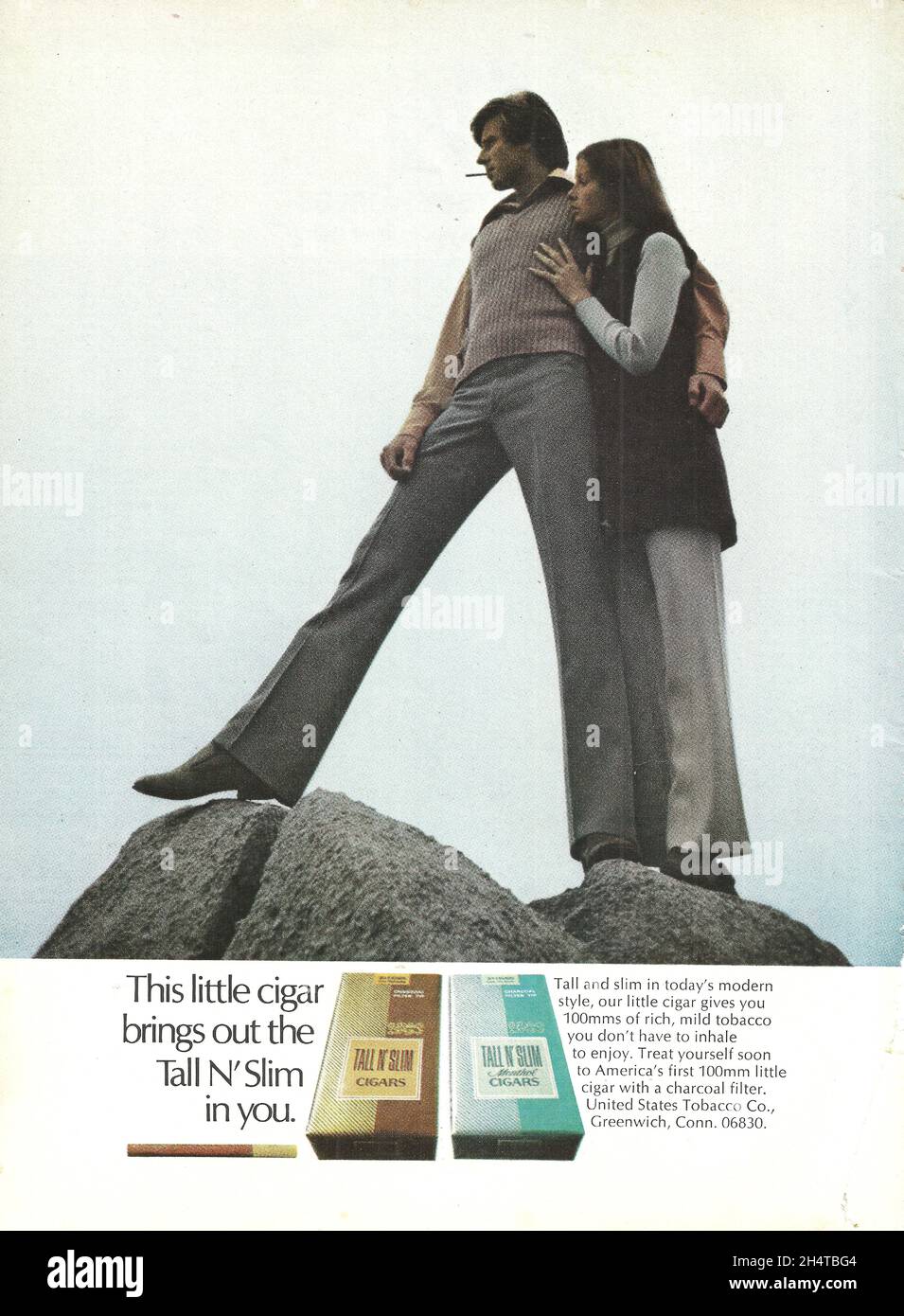 Tall N' Slim cigars vintage advertisement advert ad 1980s 1970s Stock Photo