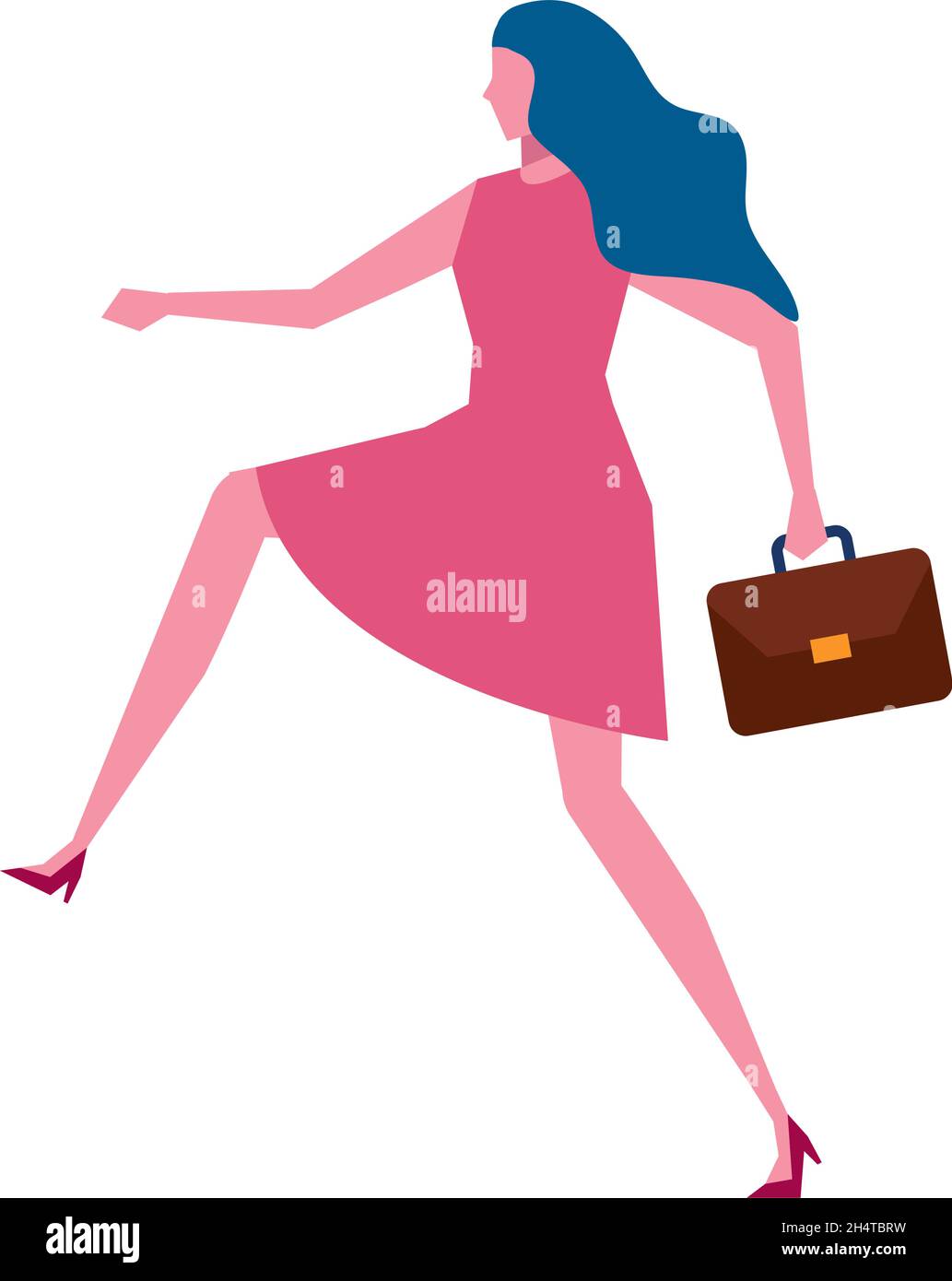 Female running with suitcase Stock Vector Images - Alamy