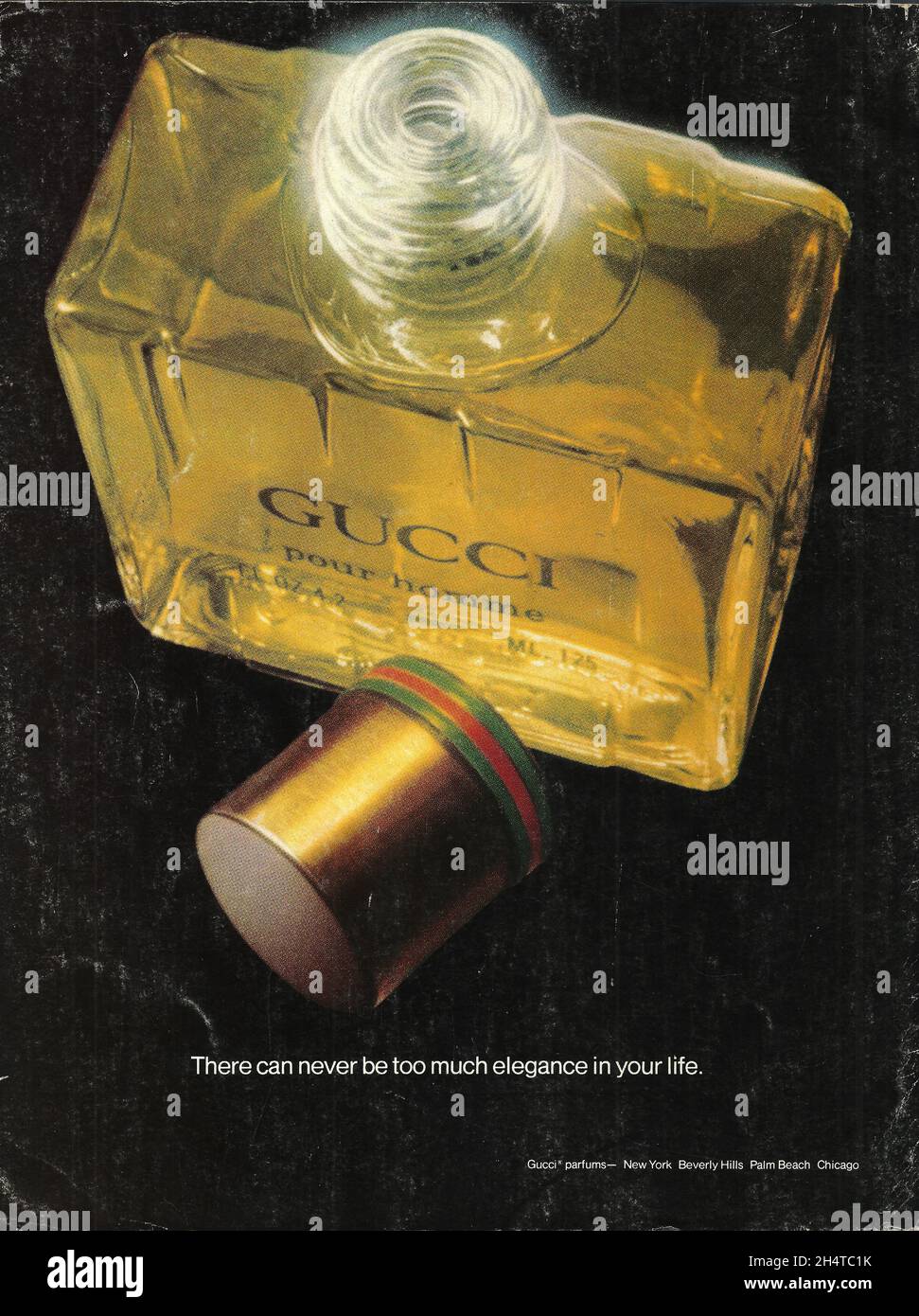 Gucci pour homme parfums vintage advertisement advert ad 1980s 1970s Stock Photo