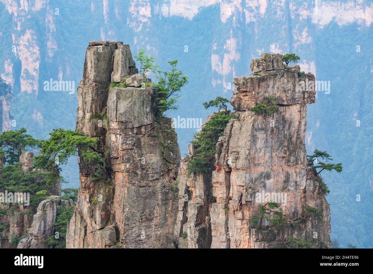 China Rocks Stacking Quartzite sandstone pillars in the Tianzi Mountain area of the stone ...