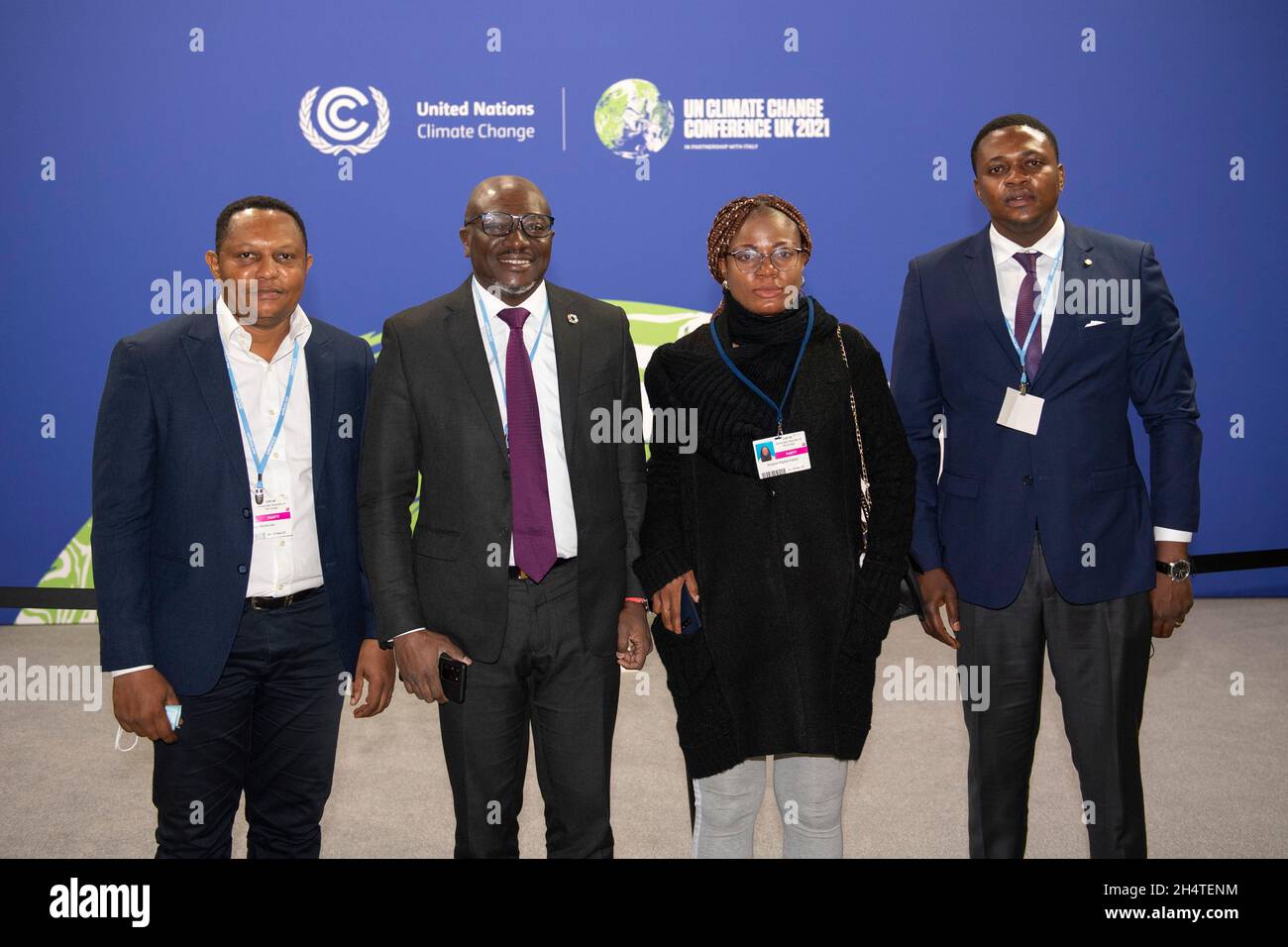 Glasgow, Scotland, UK. 4th Nov, 2021. PICTURED: (2ND LEFT) Tosi Mpanu-Mpanu, Ambassador and delegate of the Democratic Republic of Congo in the negotiation process under the UN Climate Convention. He sits on the Board of Directors of the Green Climate Fund (GCF), on the Board of Directors of the Pan African Climate Risk Management Mutual (ARC Agency), a specialized agency of the African Union, as well as on the Steering Committee of the NDC Partnership. Credit: Colin Fisher/Alamy Live News Stock Photo