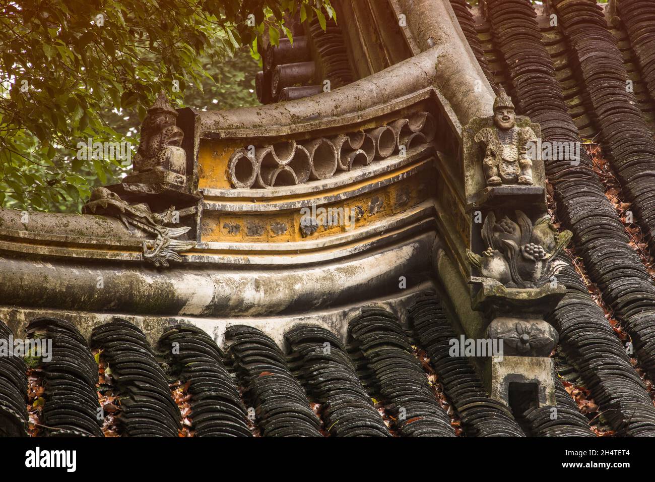 Architectural detail of a pavilion on Tiger Hill in Suzhou, China. Stock Photo