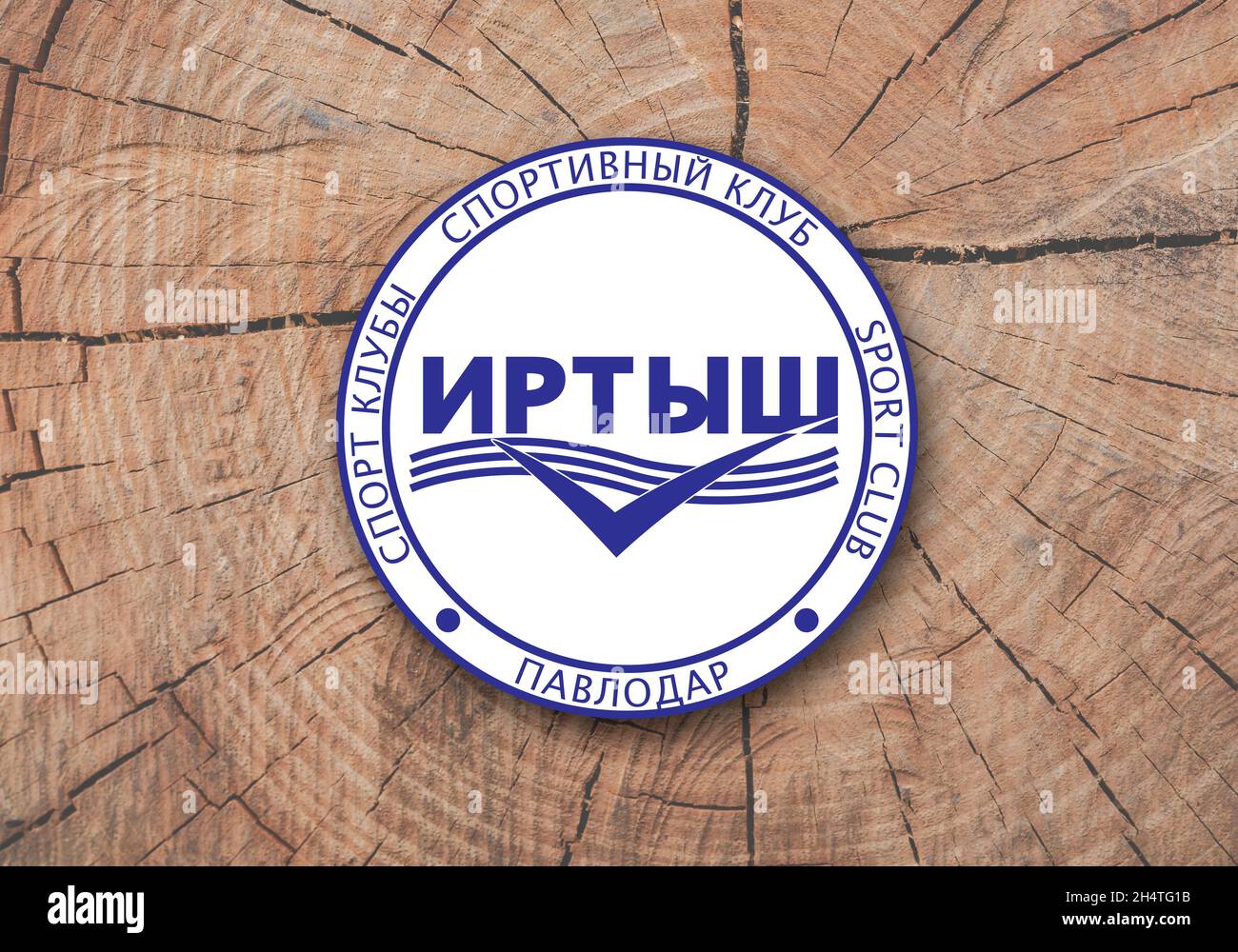 Coat of arms FC Irtysh Pavlodar, Pavlodar, football club from Kazakhstan Stock Photo
